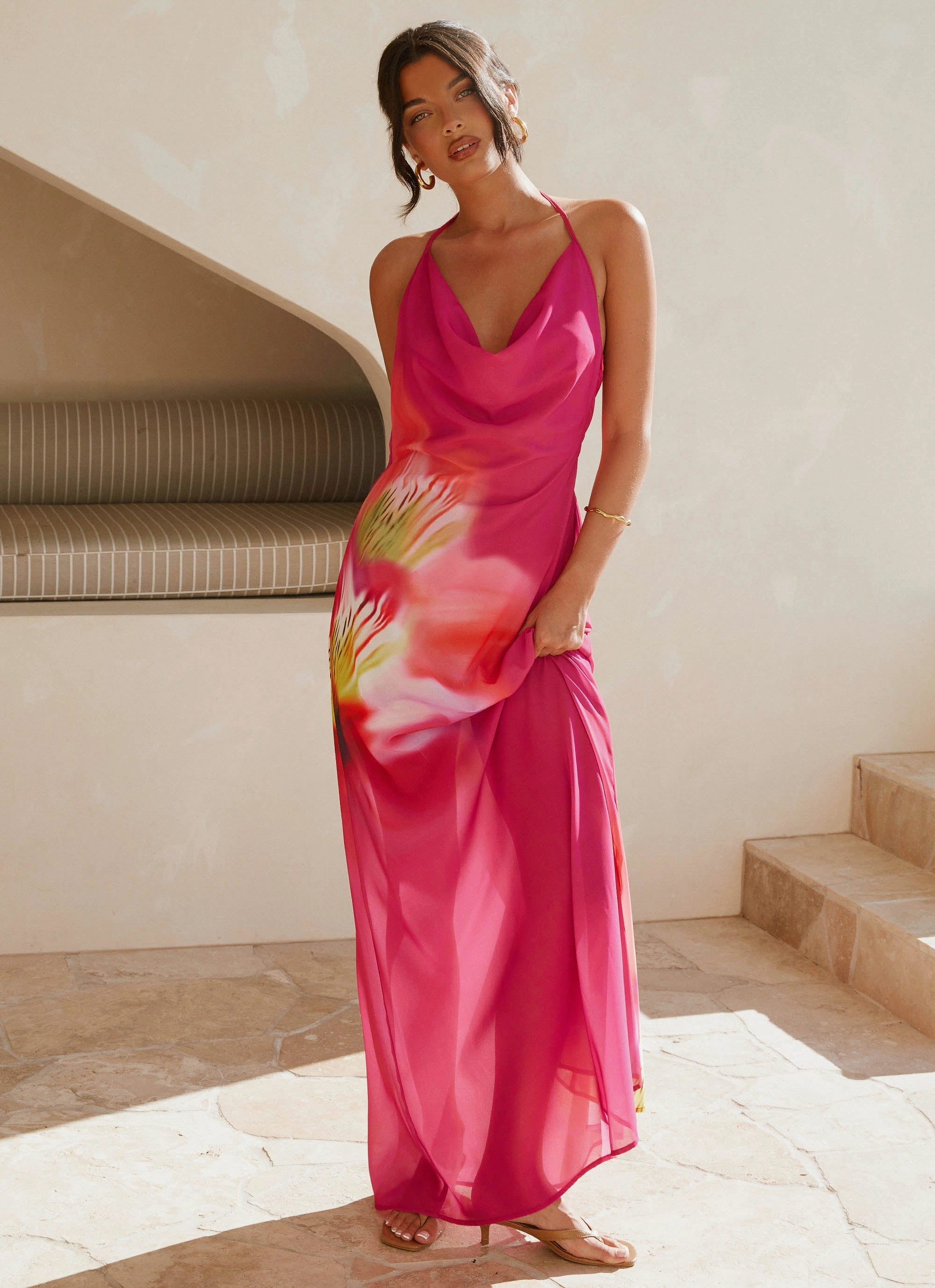 Fantasy Maxi Dress - Pink Tropical Relax Style