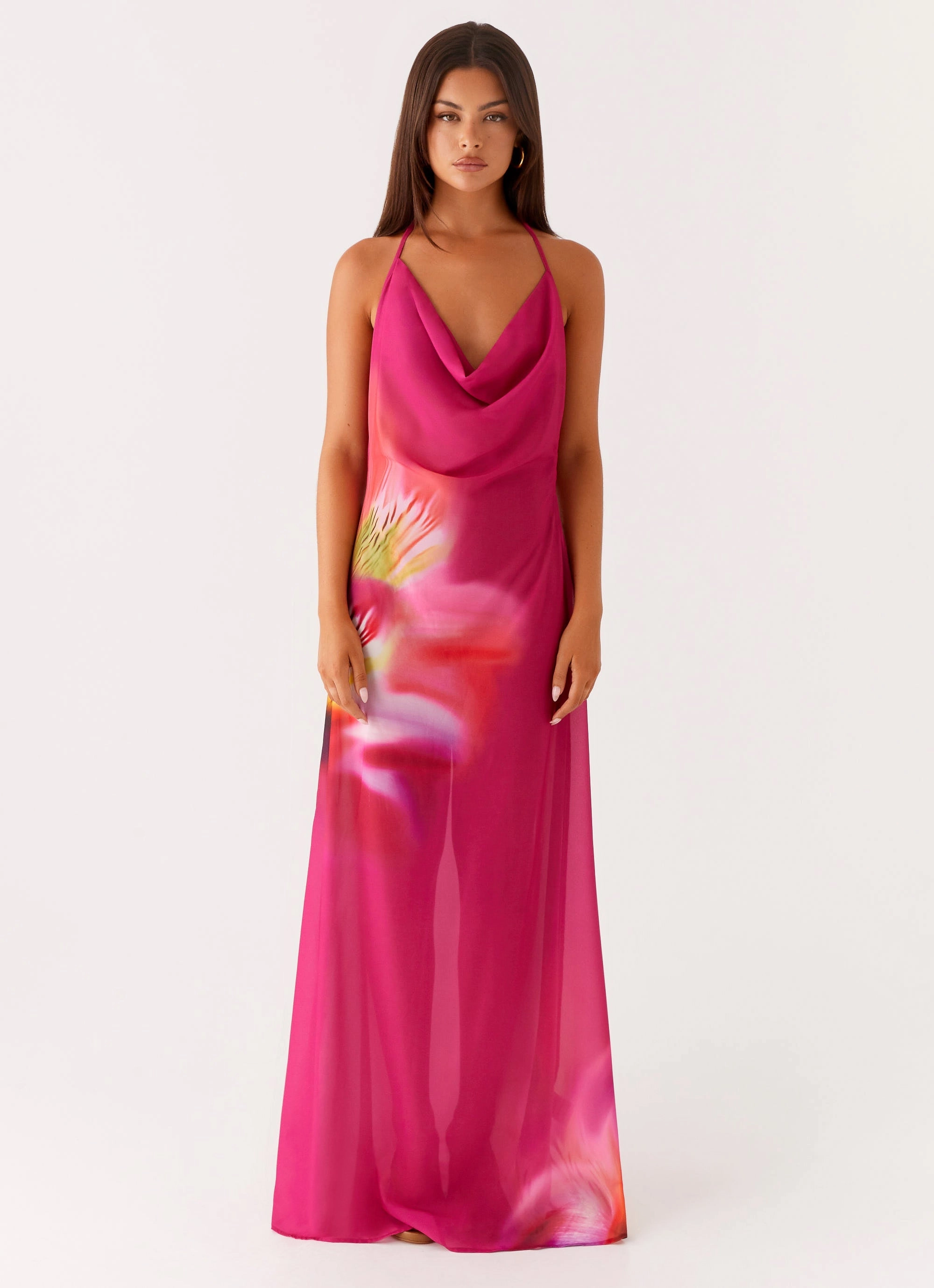 Fantasy Maxi Dress - Pink Tropical Sleek Movement Gentle Fit