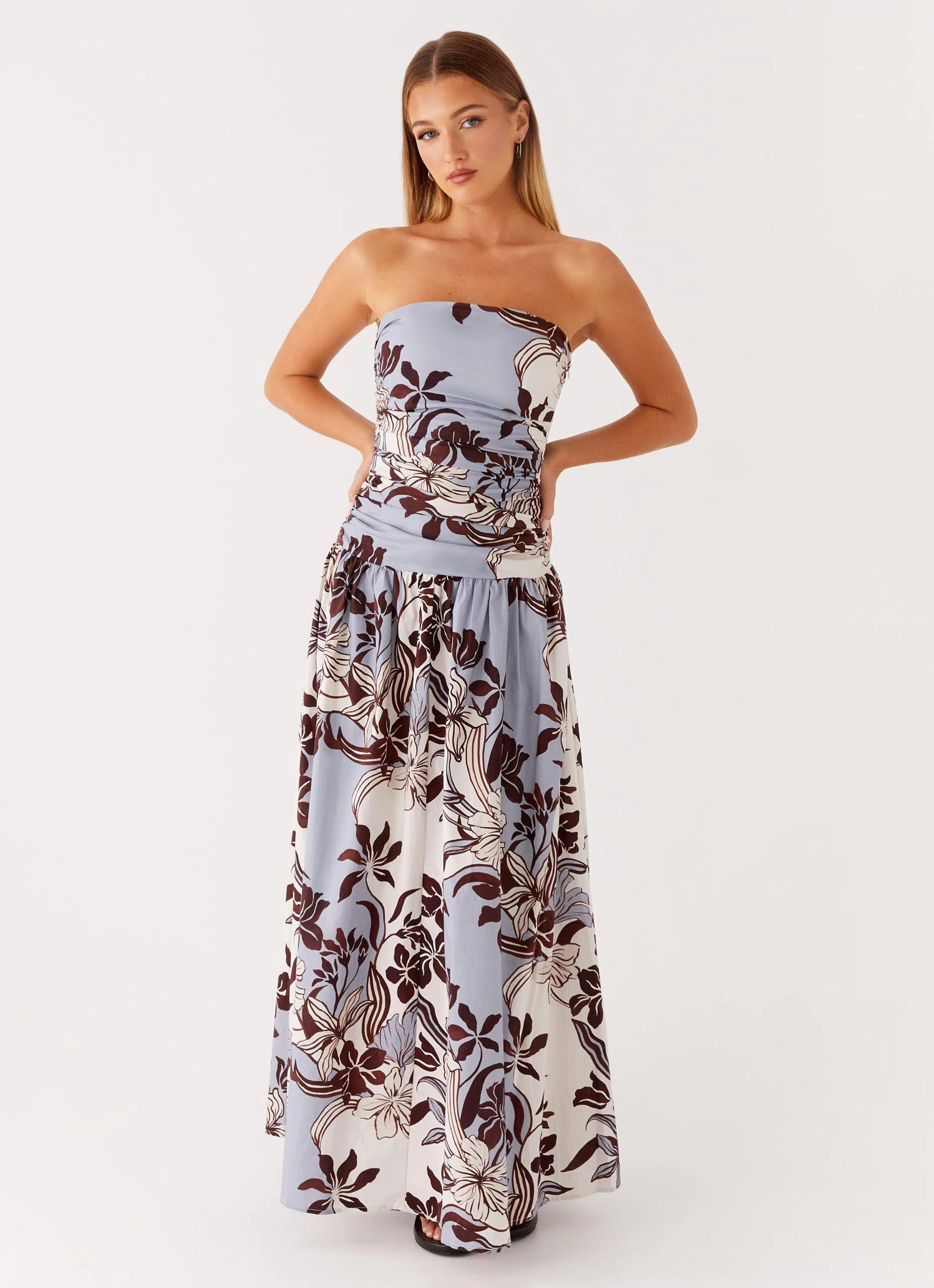 Carmel Maxi Dress - Bluewood Blossom Runway-Ready Reversible-Style