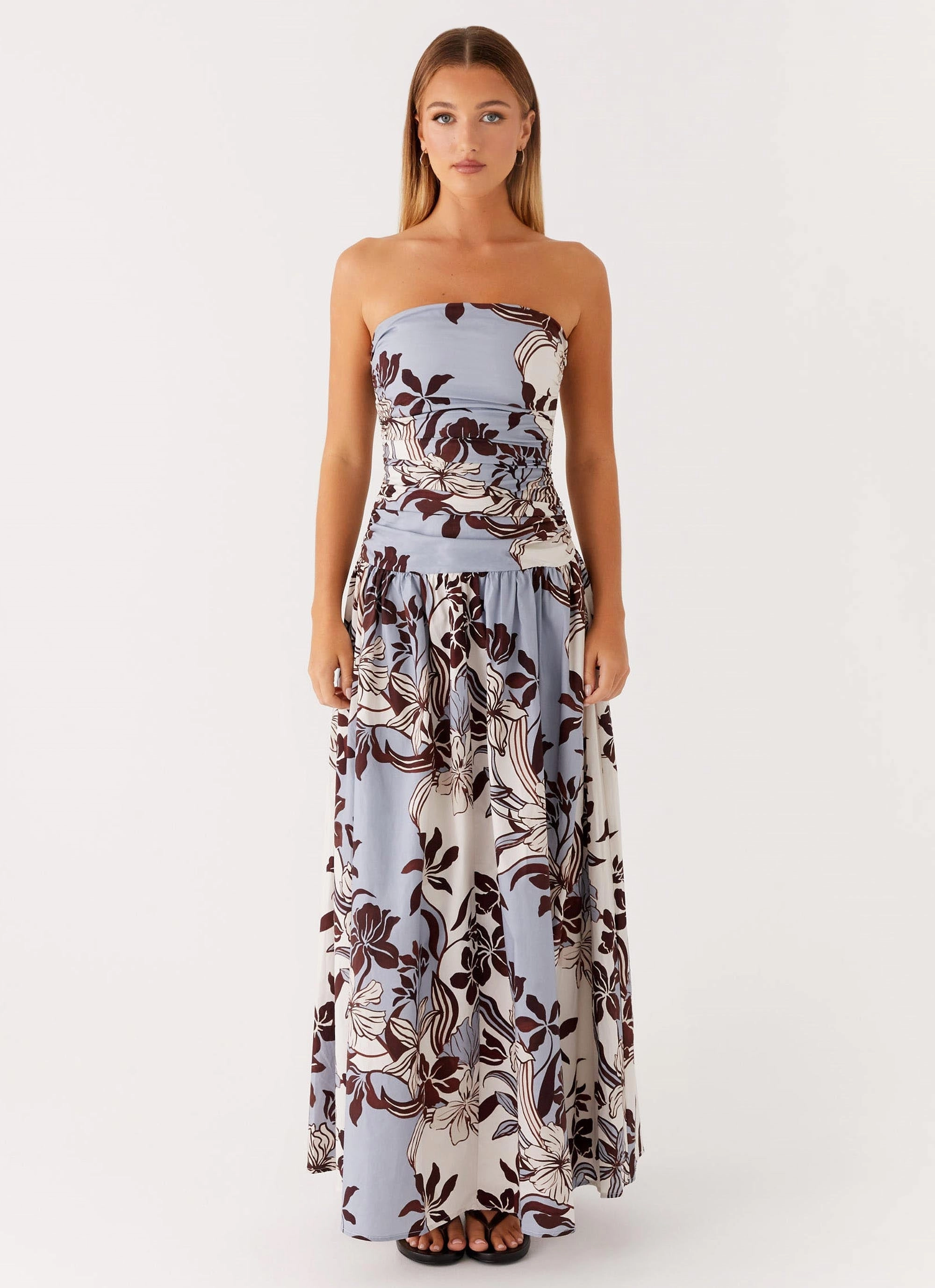 countryside Sleek and Sleek Carmel Maxi Dress - Bluewood Blossom