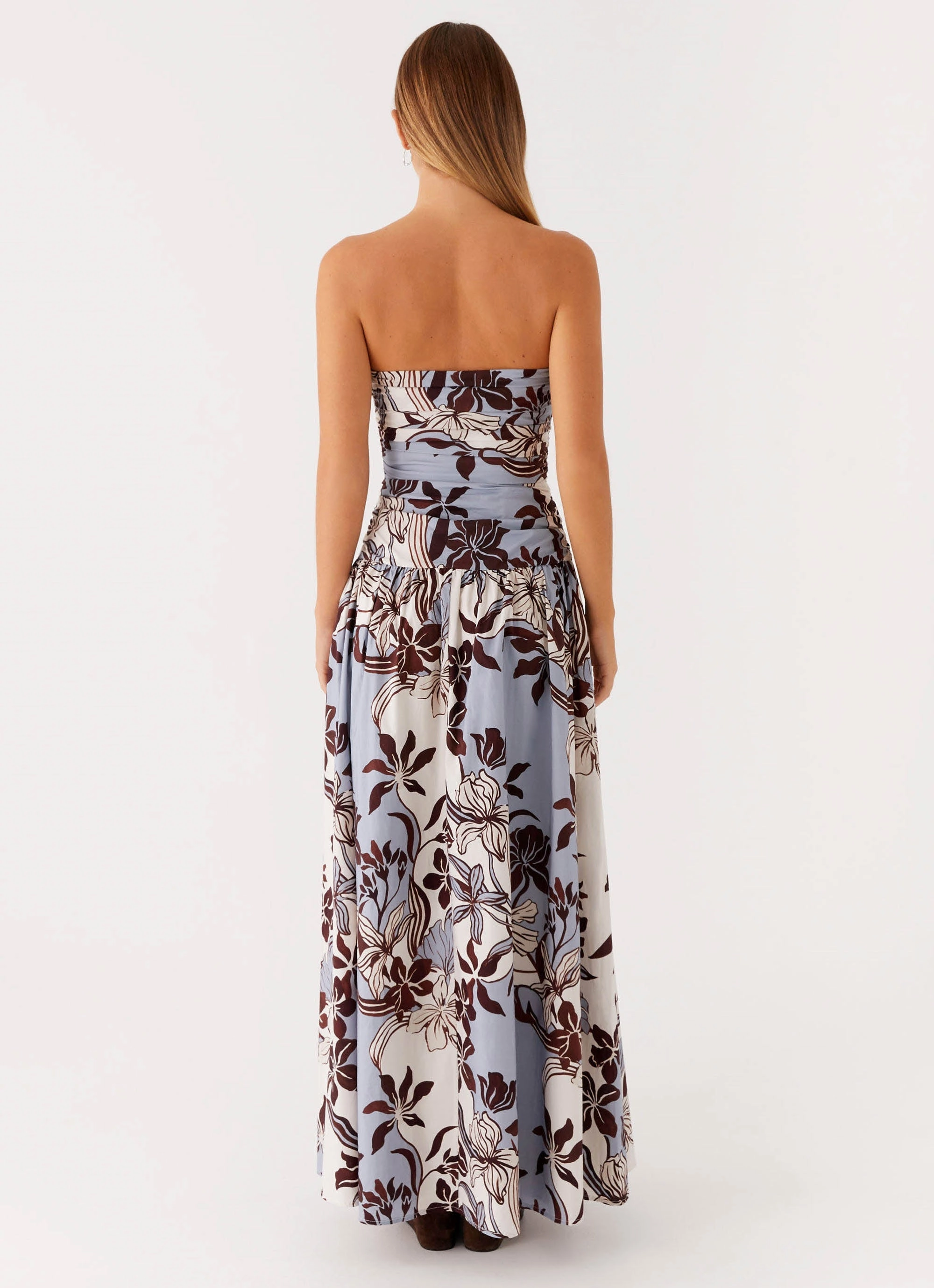 Fall Mood Vintage Vibe Carmel Maxi Dress - Bluewood Blossom