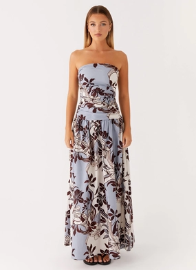 countryside Sleek and Sleek Carmel Maxi Dress - Bluewood Blossom