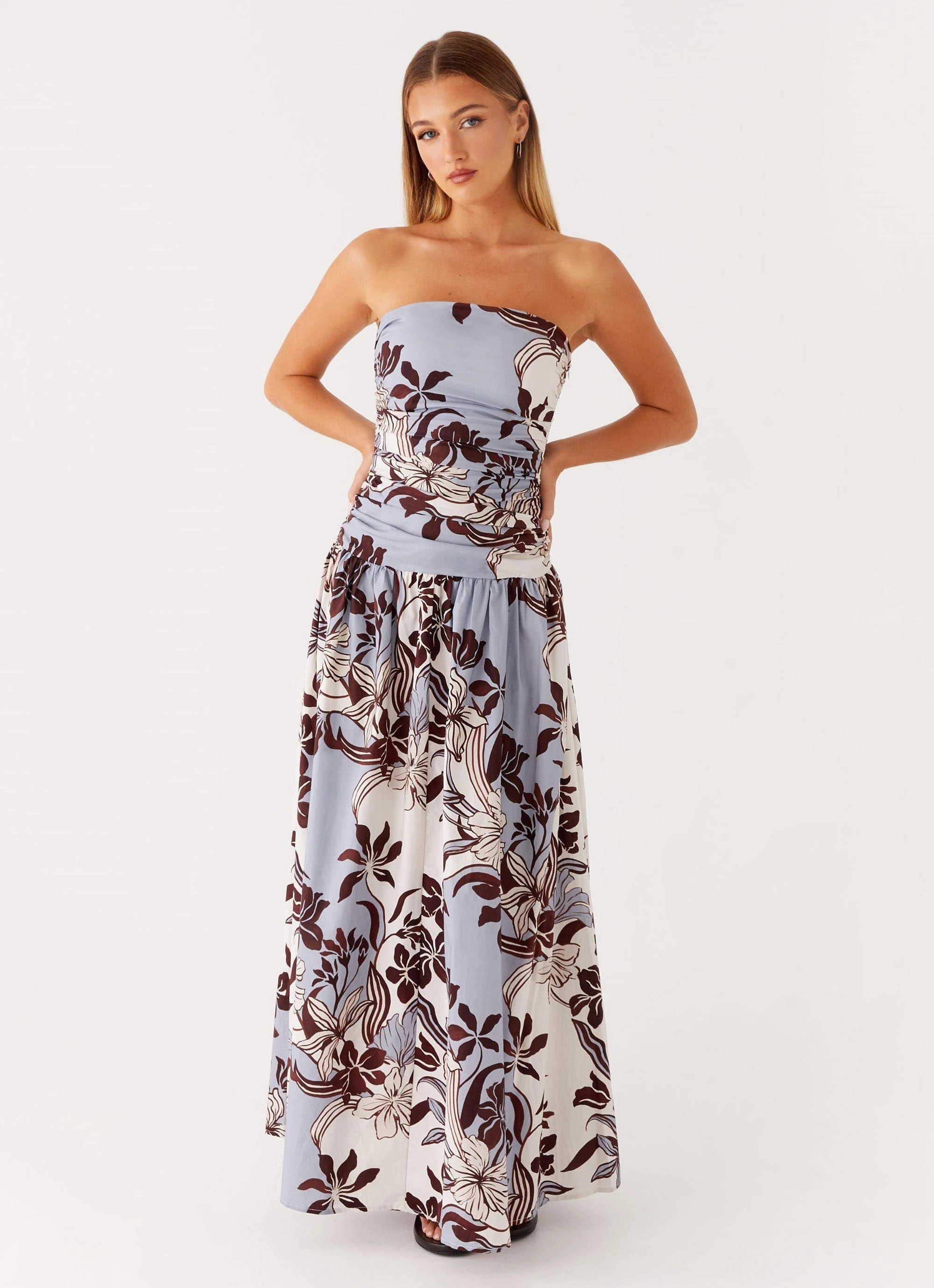 Carmel Maxi Dress - Bluewood Blossom Sun-Protective retro-style