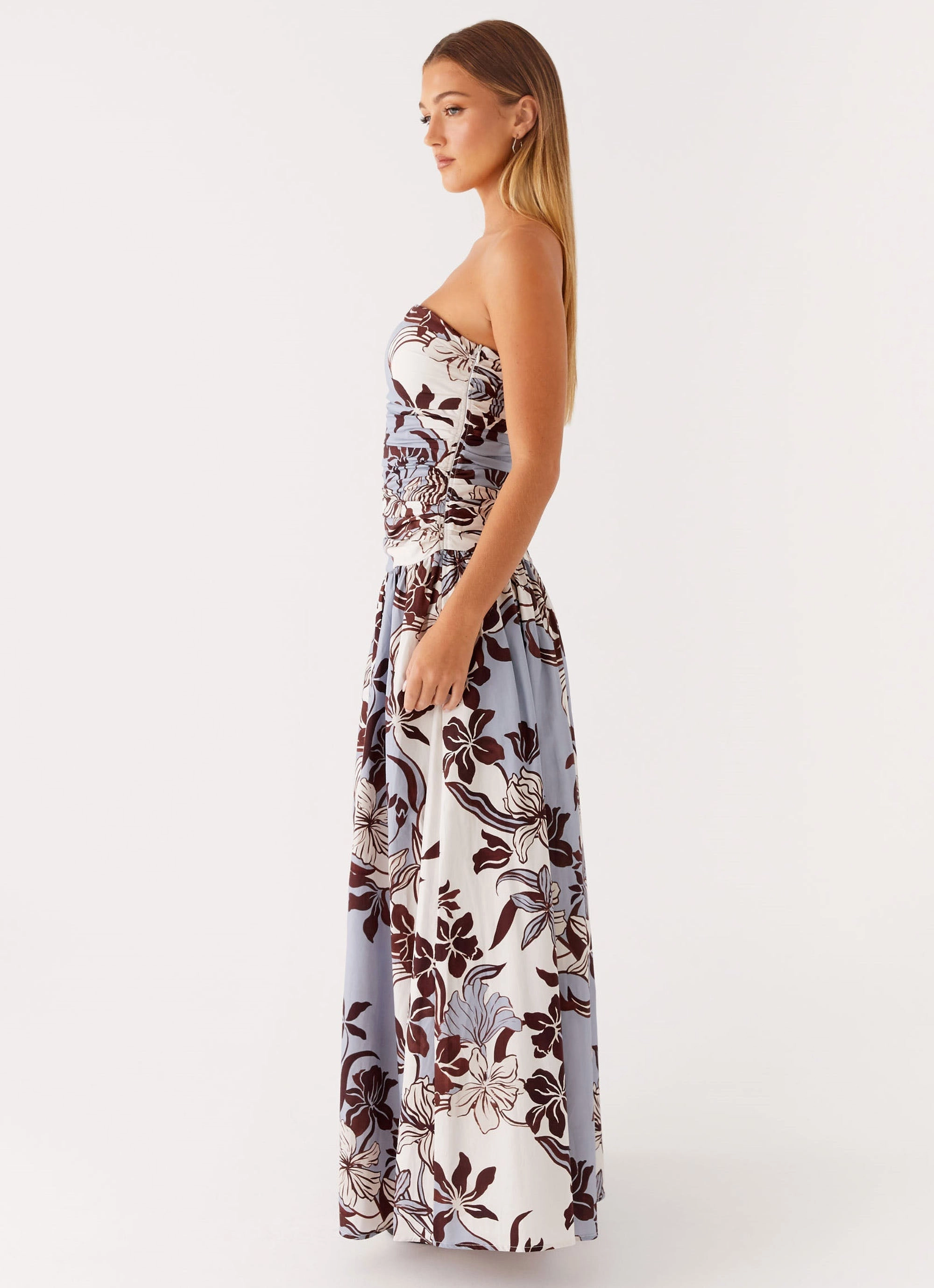 Bride Side Carmel Maxi Dress - Bluewood Blossom