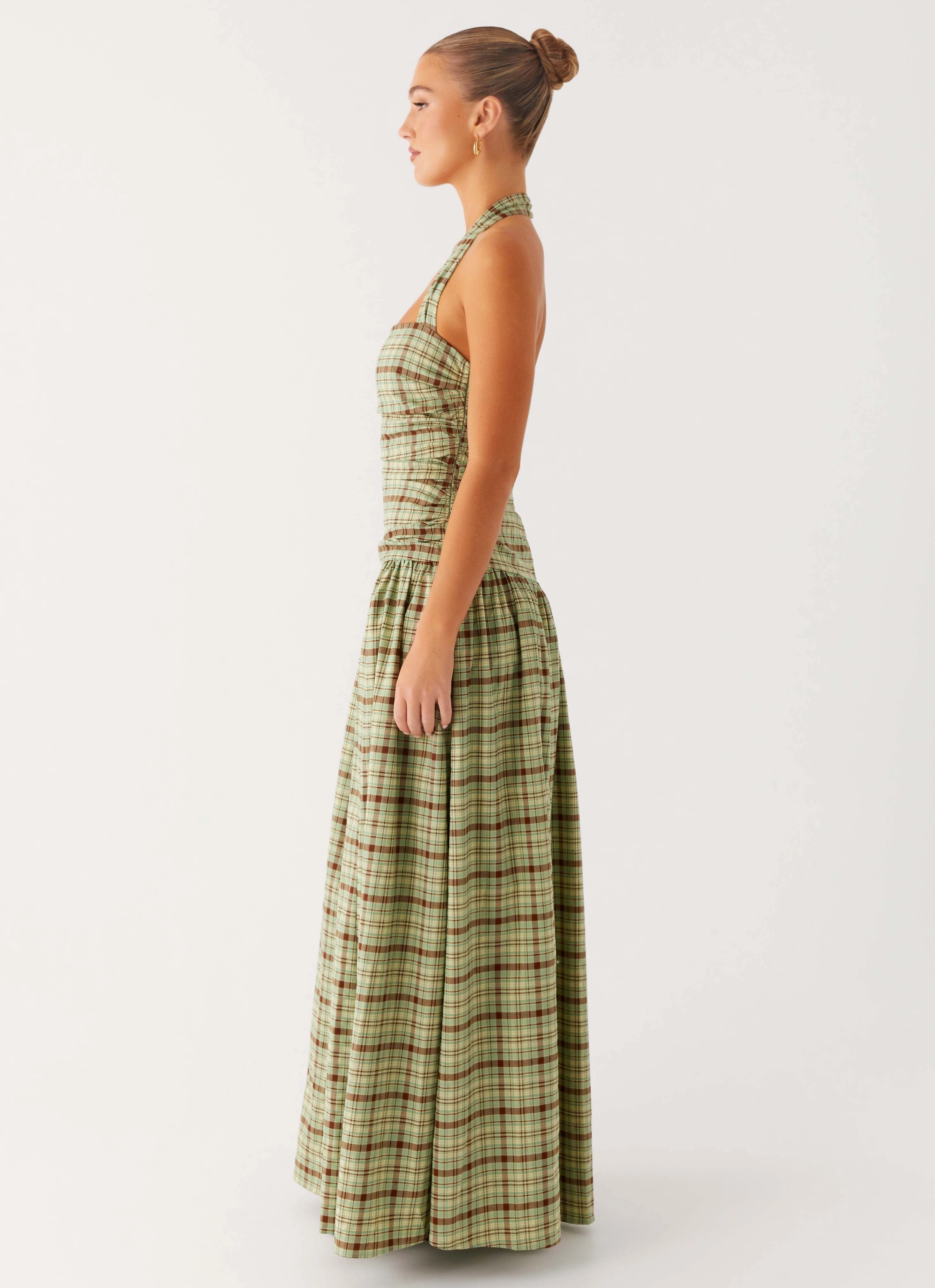 Lilith Maxi Dress - Forest Plaid UV-Resistant