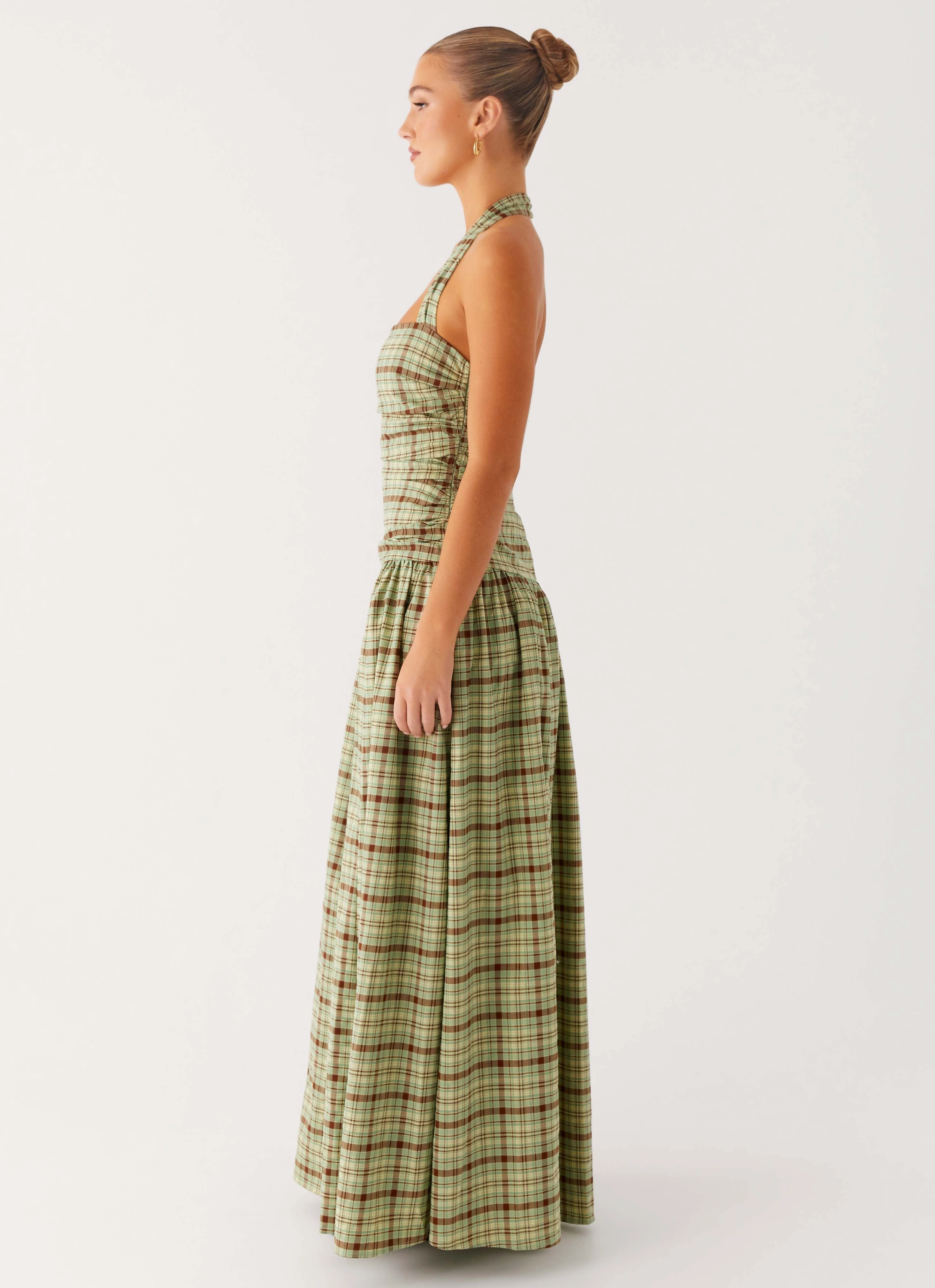 Lilith Maxi Dress - Forest Plaid Urban Feel