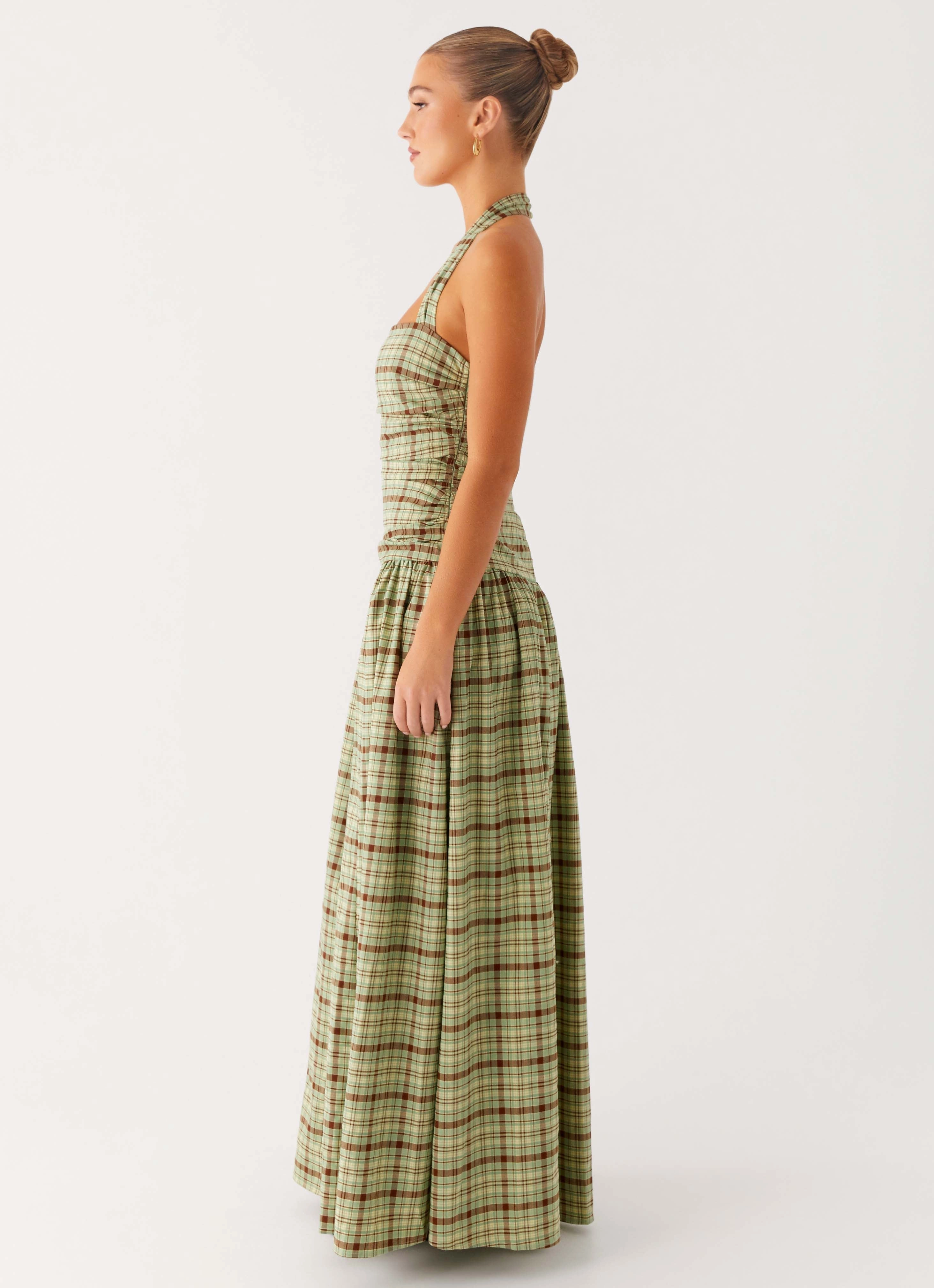 Lilith Maxi Dress - Forest Plaid summer breeze Fit Base