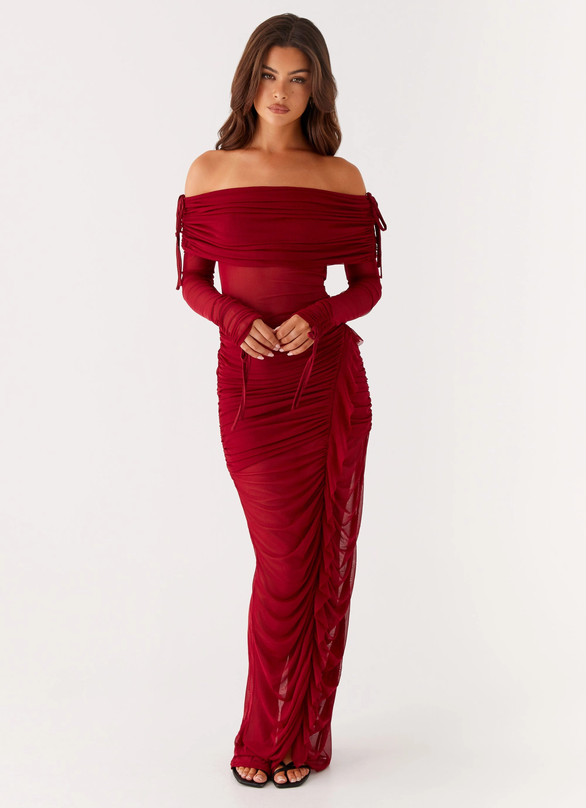 Teala Mesh Maxi Dress - Red Effortless Fit