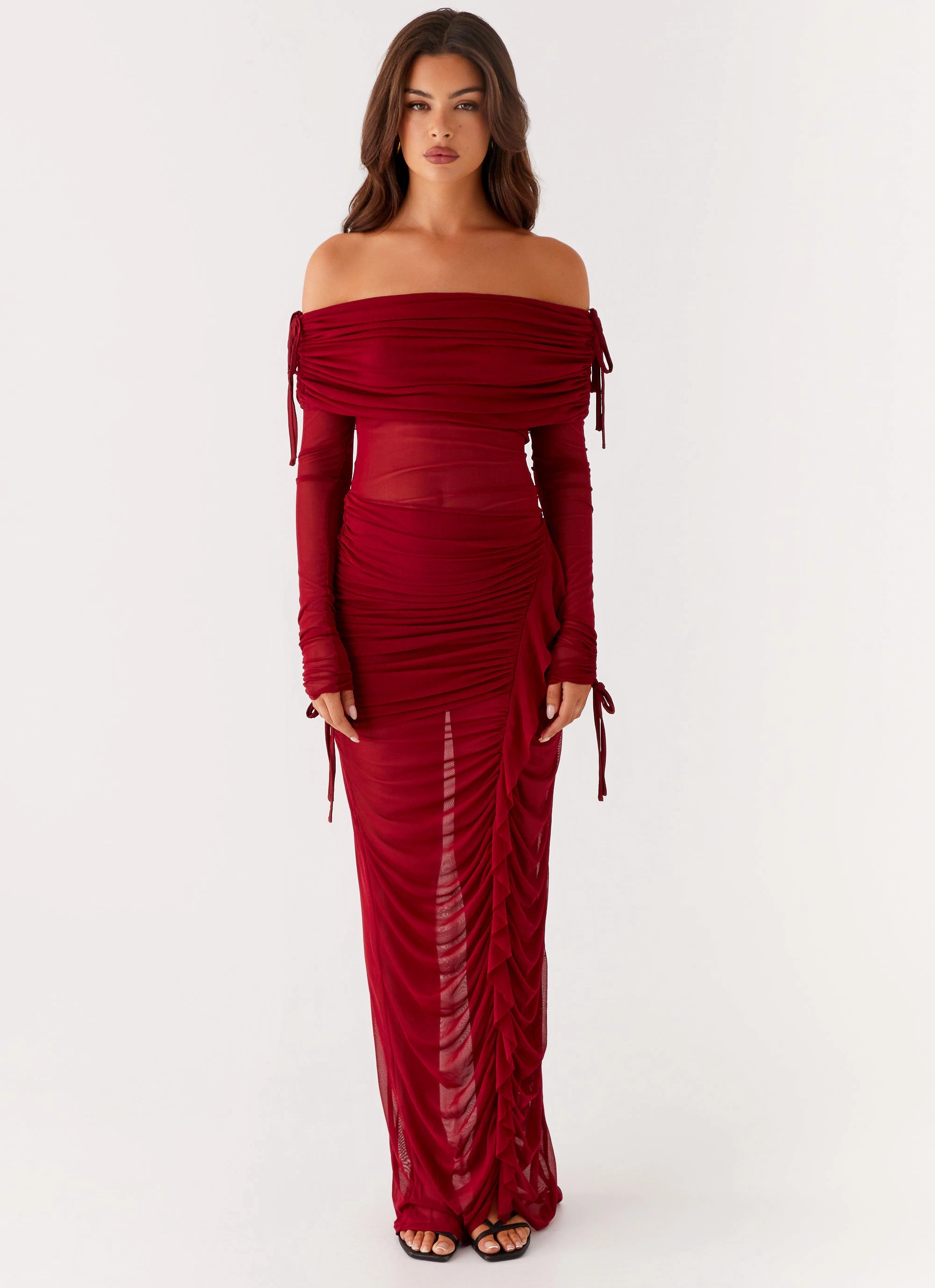 Teala Mesh Maxi Dress - Red Smart and Elegant