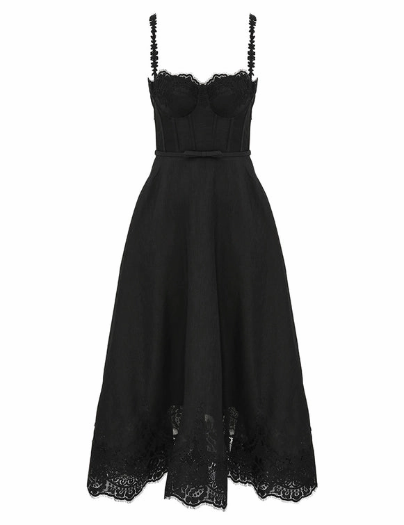 Feminine Style museum visit Hypnotic Lace Trim Gown in Black