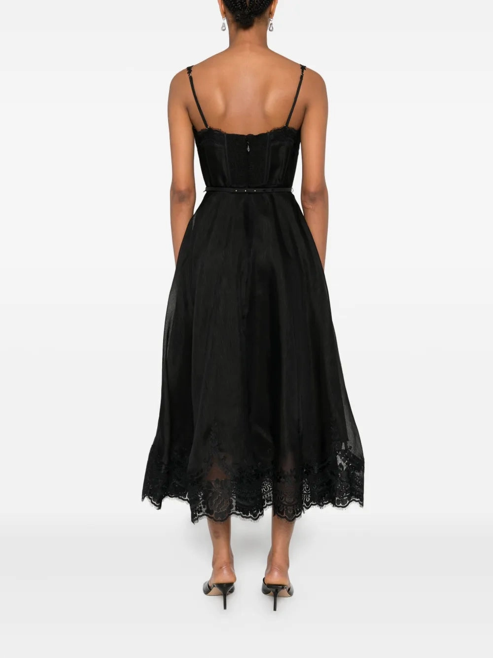 Hypnotic Lace Trim Gown in Black Flexible Comfort Hand-Wash