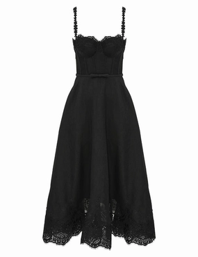 Feminine Style museum visit Hypnotic Lace Trim Gown in Black