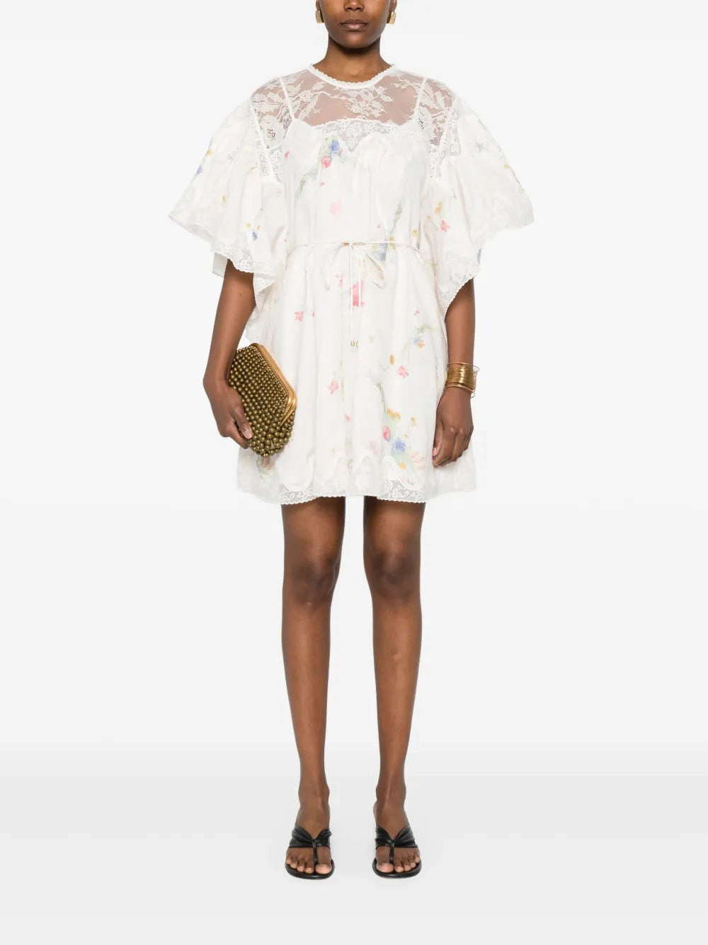 Lucky Lace Trim Mini Dress Trendy midi dress Glossy-Finish