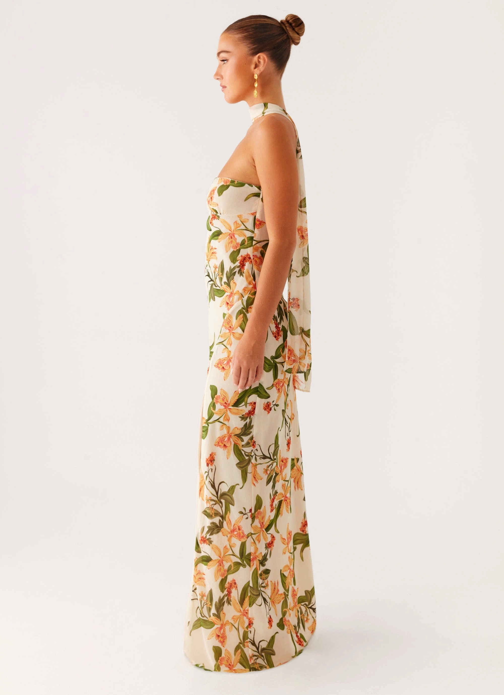 Gali Strapless Maxi Dress - Floral Print Coffee Break Subtle Motion