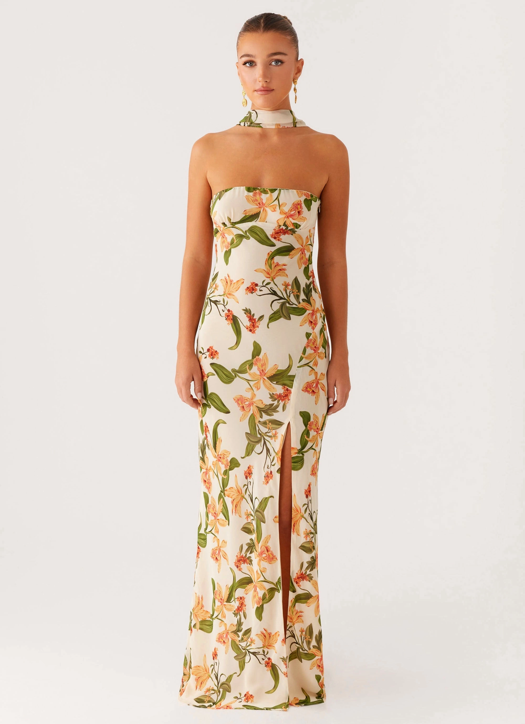 Gali Strapless Maxi Dress - Floral Print Formal Look