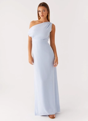 Day Ready Look Layered Fit Lady Love Linen Maxi Dress - Blue