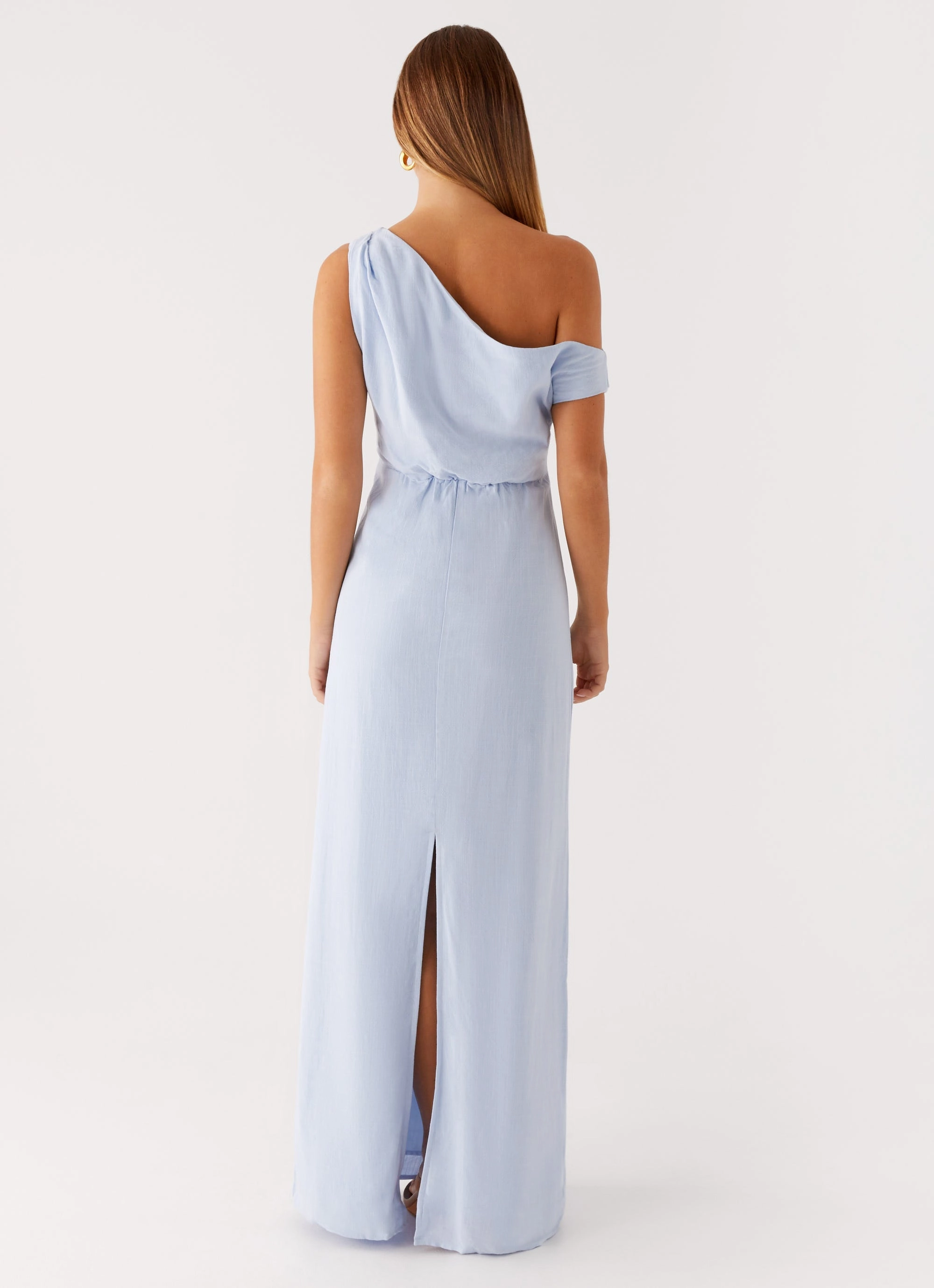 sweet moment Lady Love Linen Maxi Dress - Blue