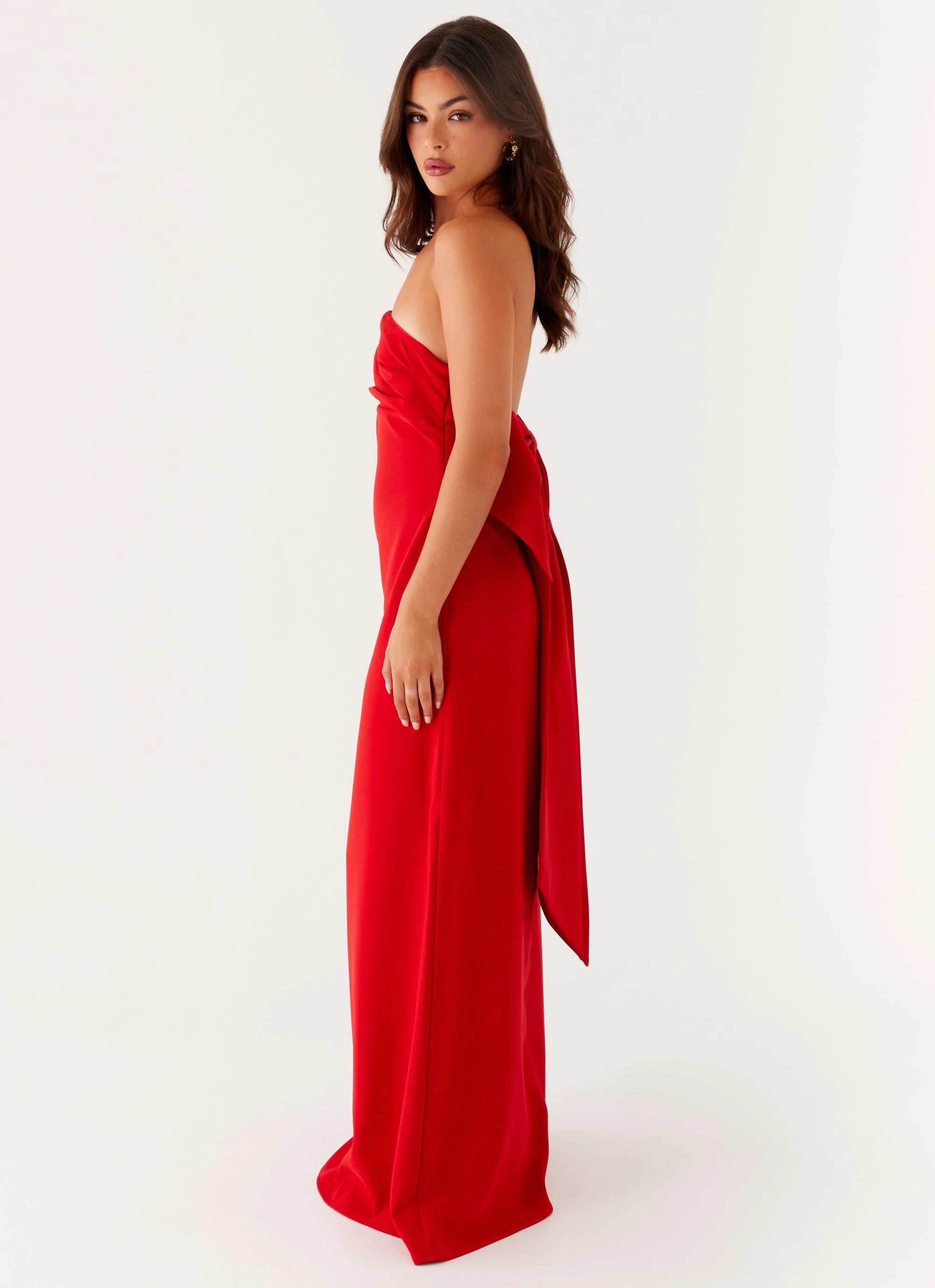 Meredith Maxi Dress - Red Straight-Cut