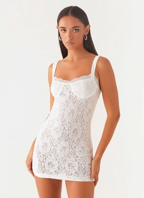Maree Lace Mini Dress - White Seasonal Fit Wrap style