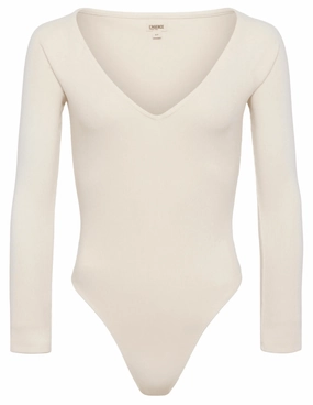 L'Agence Winona V-Neck Bodysuit Stain Resistant Weave