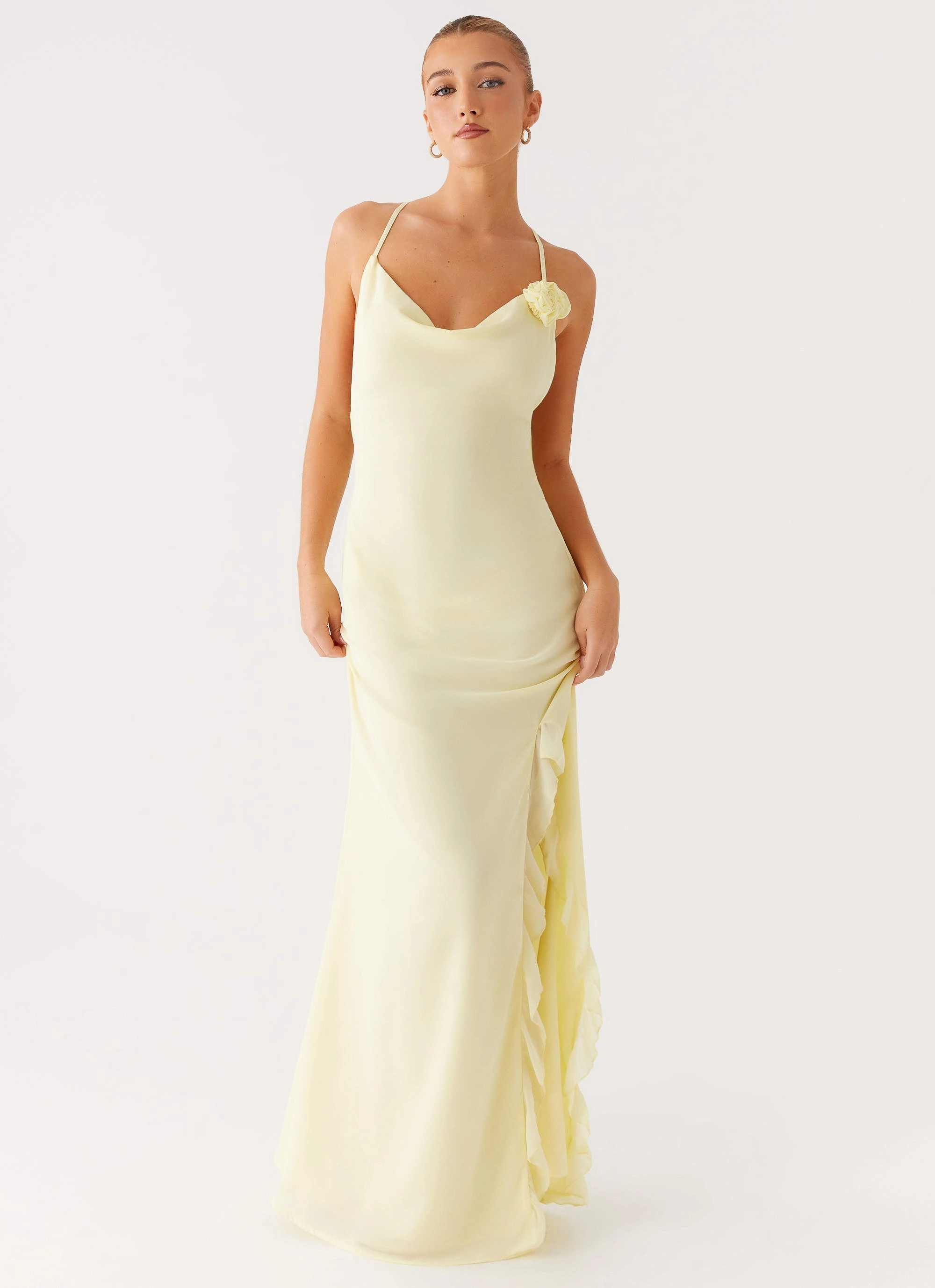 First Class Maxi Dress - Yellow Statement Neck