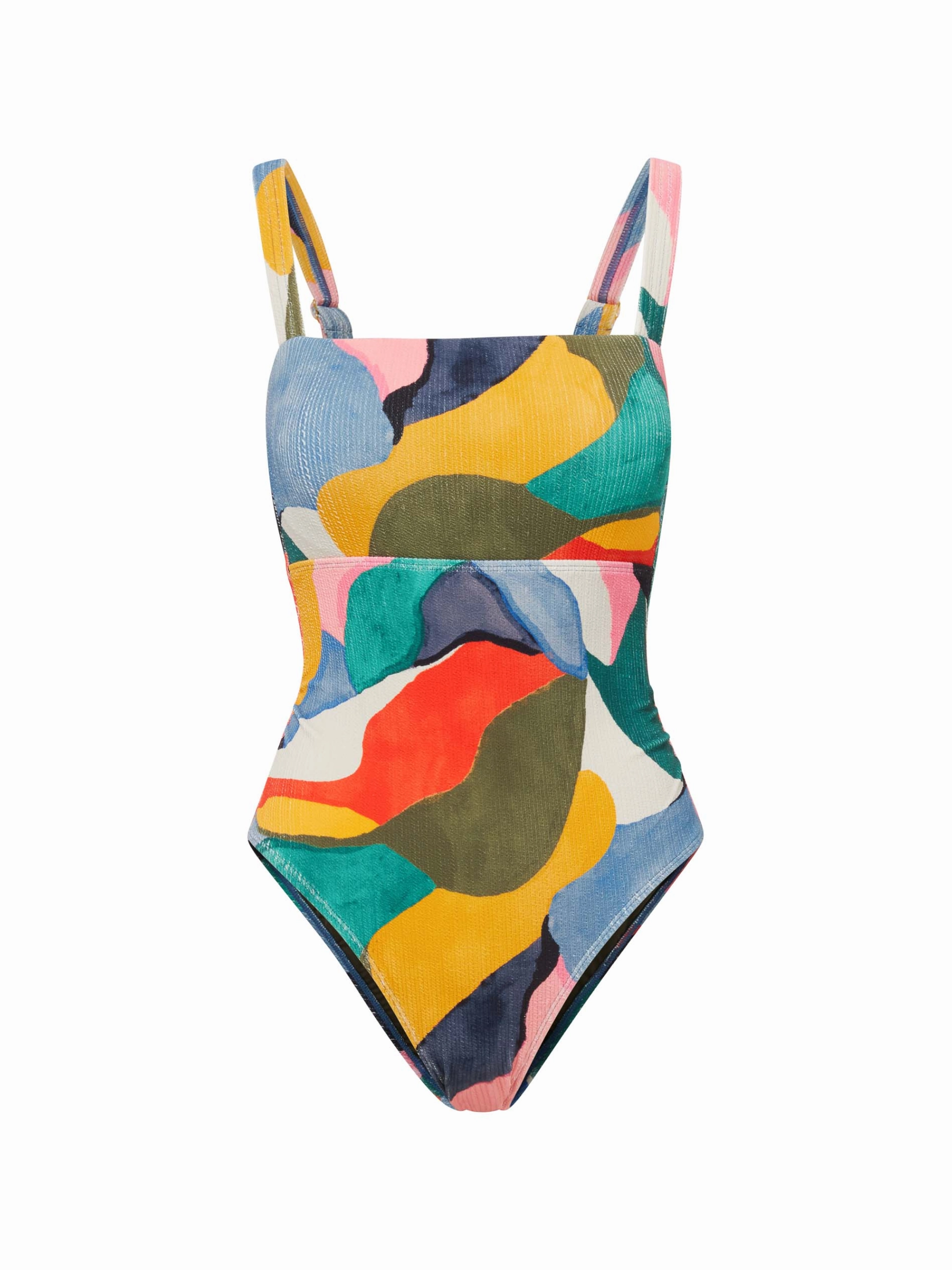 Poolside Lounge Neutral-Palette Jori One Piece In Carta Colorblock Texture
