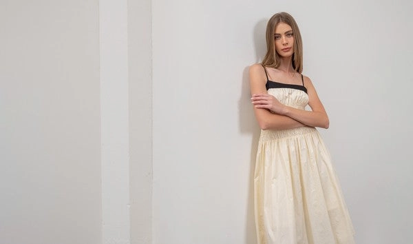 Miley Smocked Midi Dress - Cream Warm Hoodie