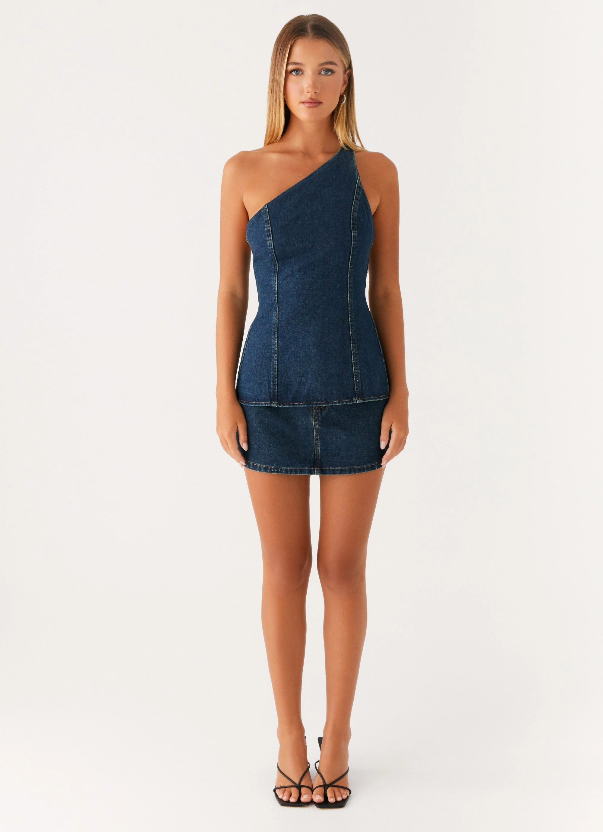 Maysa Denim Top - Washed Denim Resilient Fabric Blend