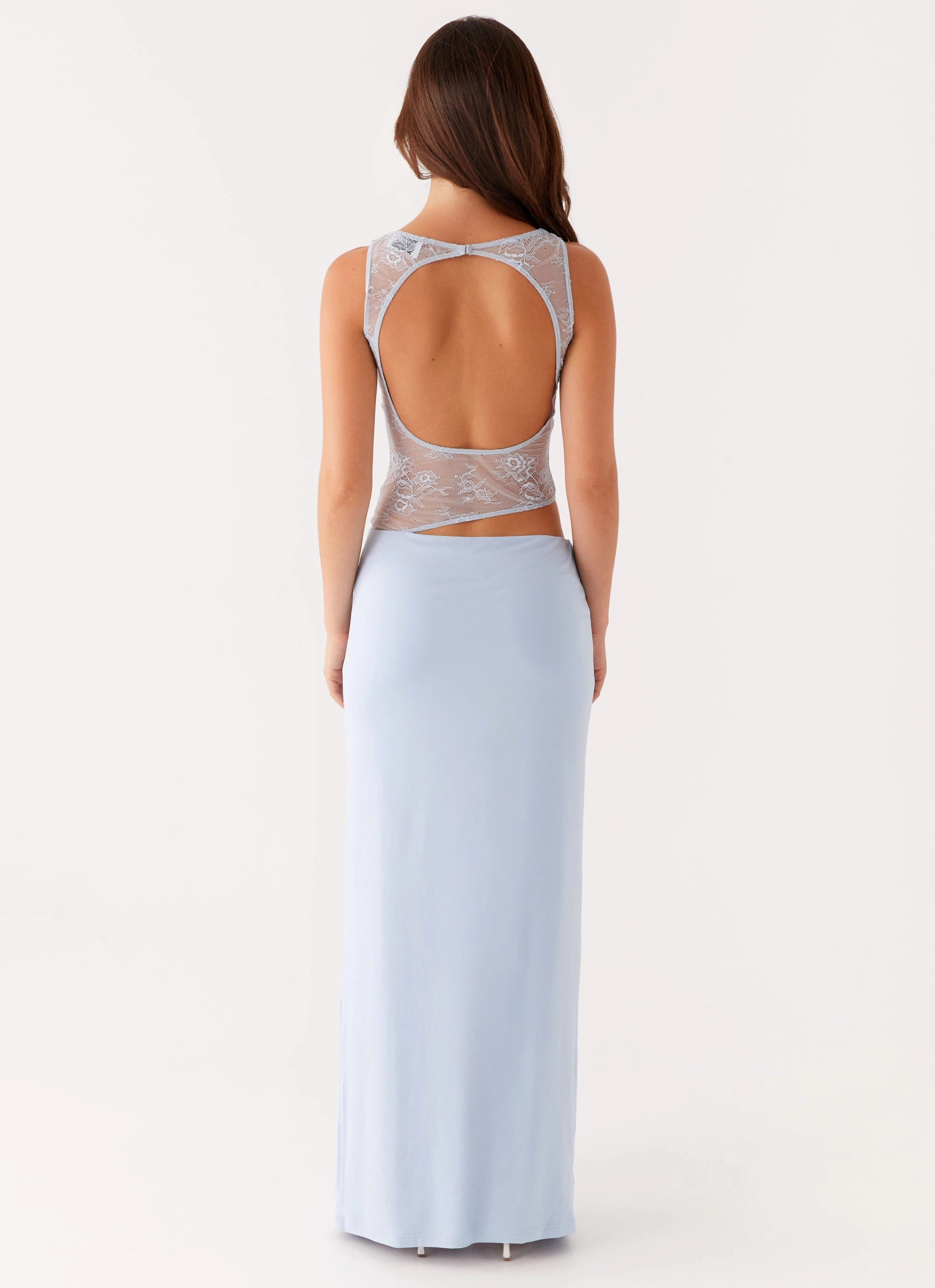 Prophecy Maxi Dress - Blue Lace-Sleeve