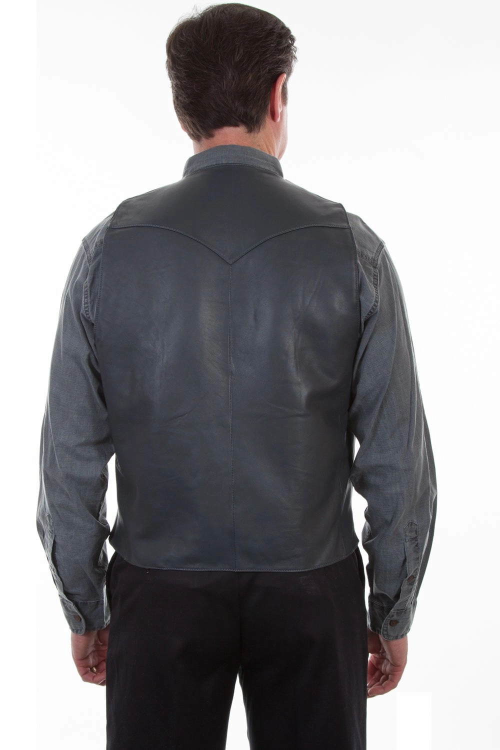 Thick Insulation Scully Mens Grey Lamb Leather Caiman Inset Vest