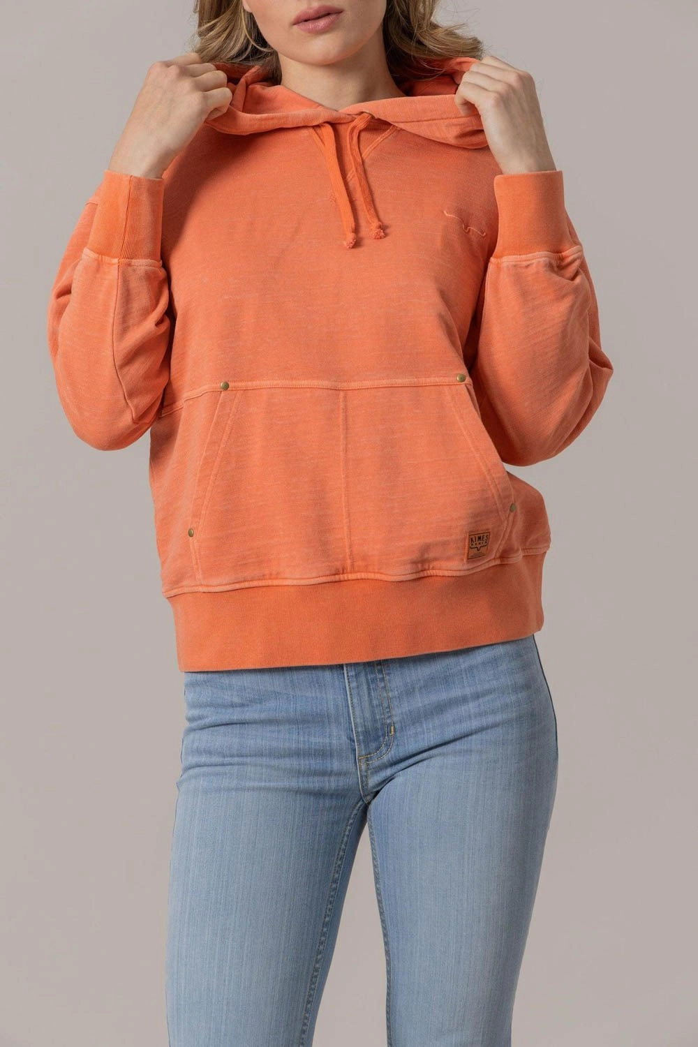 QuiltedPattern Flexible Armholes Kimes Ranch Womens Tess Western Orange Cotton Blend Hoodie