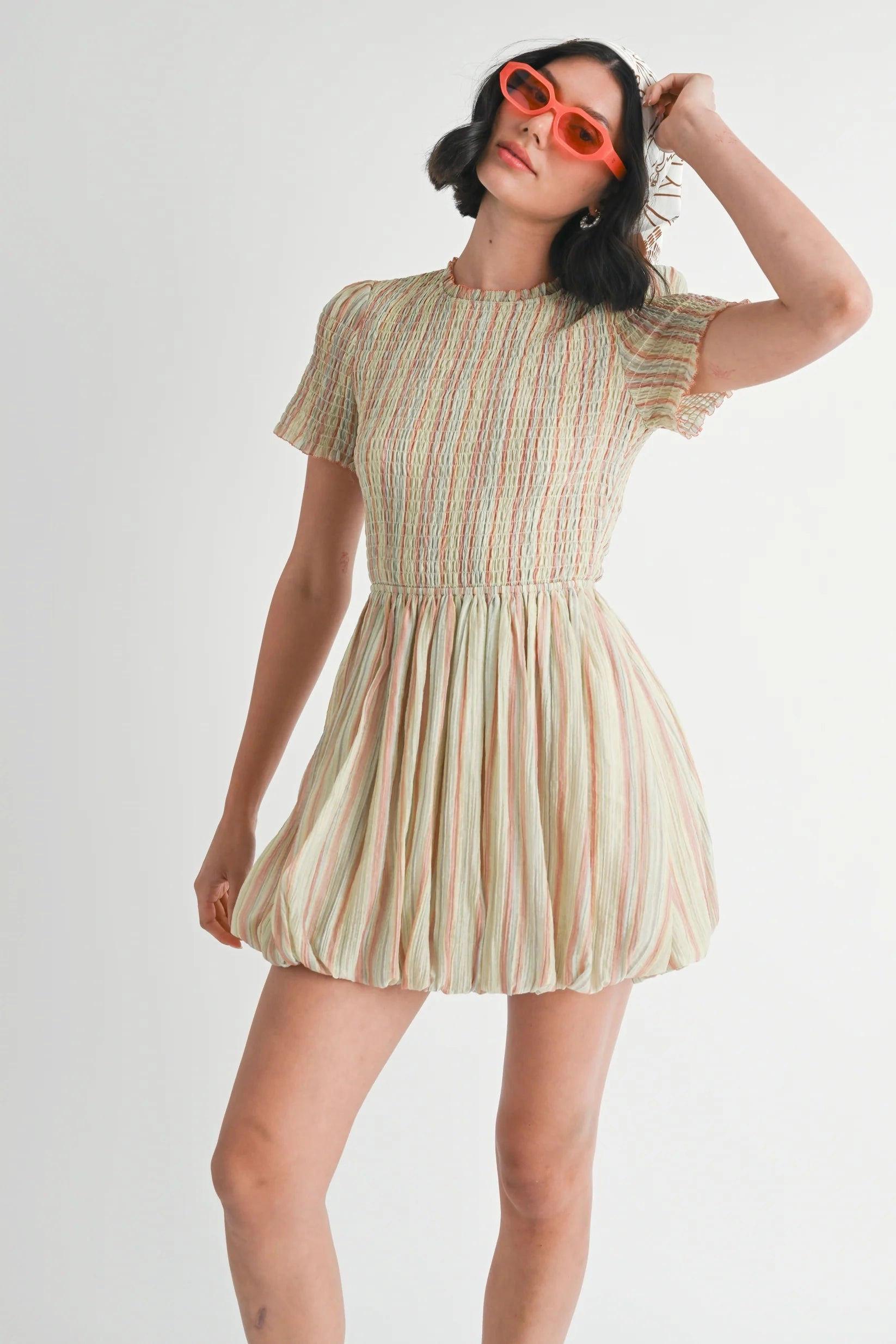 museum visit Sophisticated Line Leighton Bubble Mini Dress