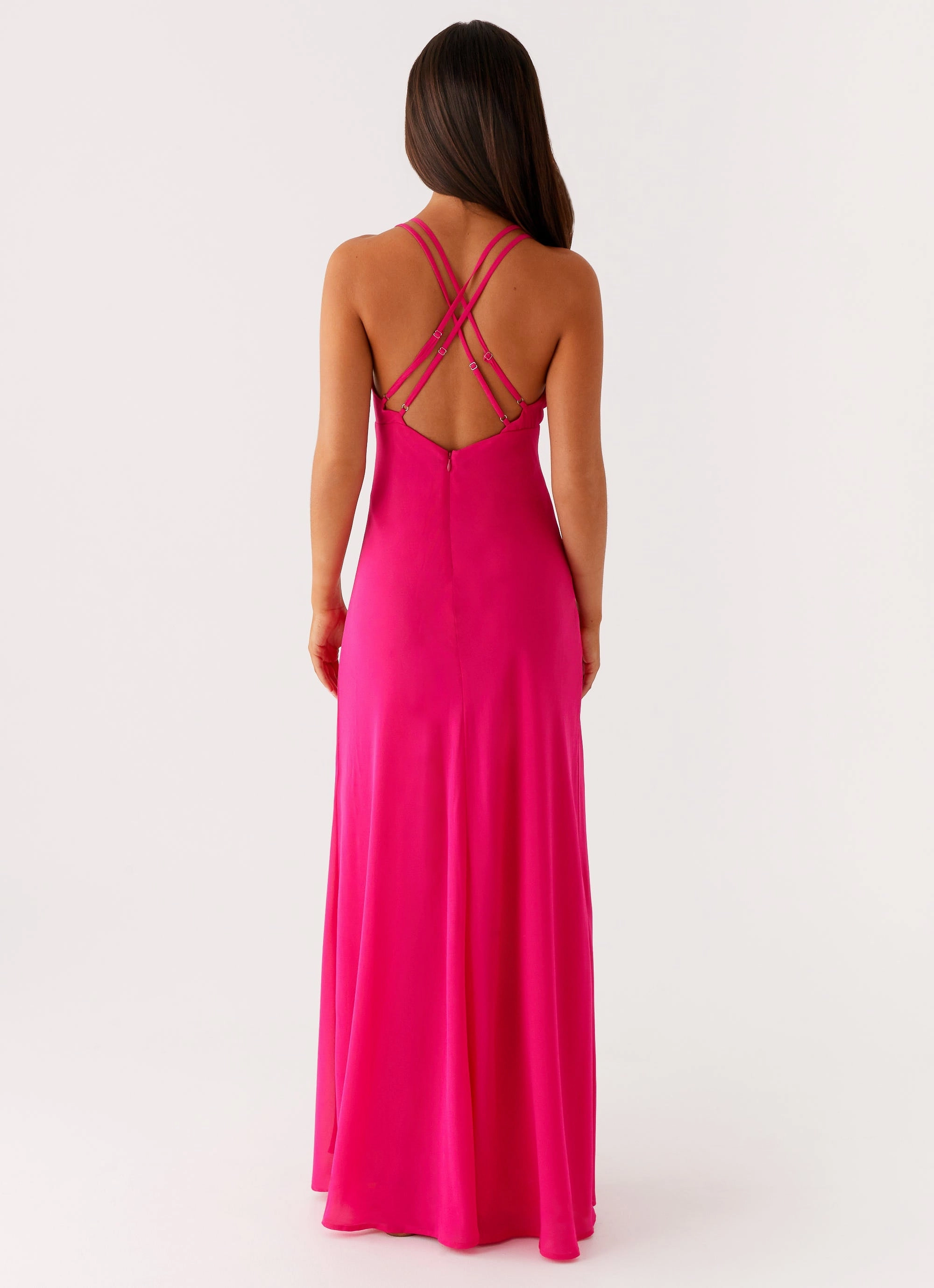 Comfortable Layering Tulle Air Kacia Maxi Dress - Fuchsia