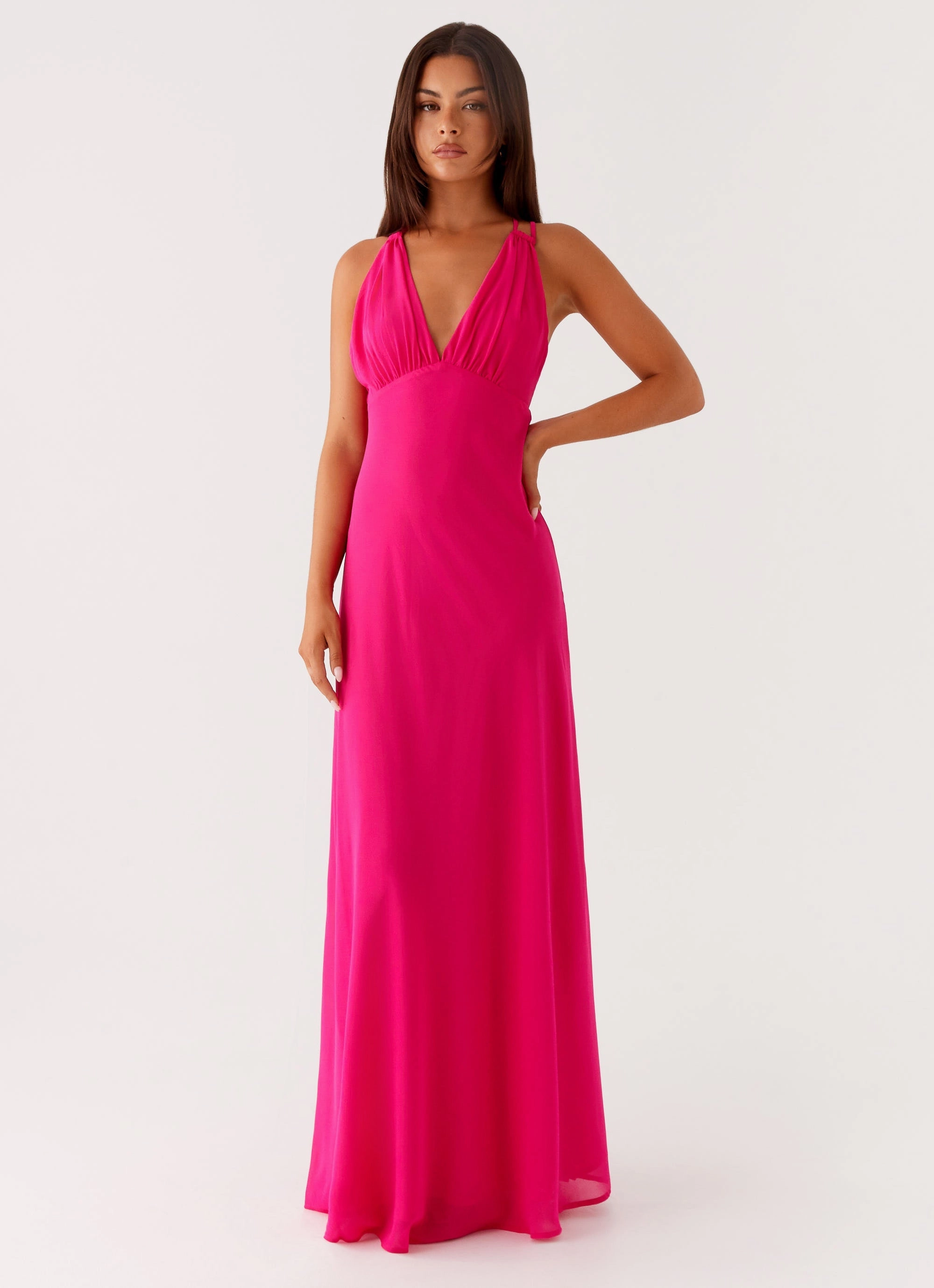 City Style Balanced Lines Kacia Maxi Dress - Fuchsia