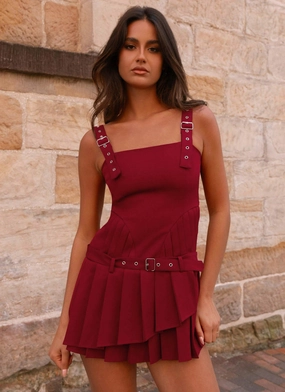 Uma Mini Dress - Cherry Red Comfort Fit Soft Flow