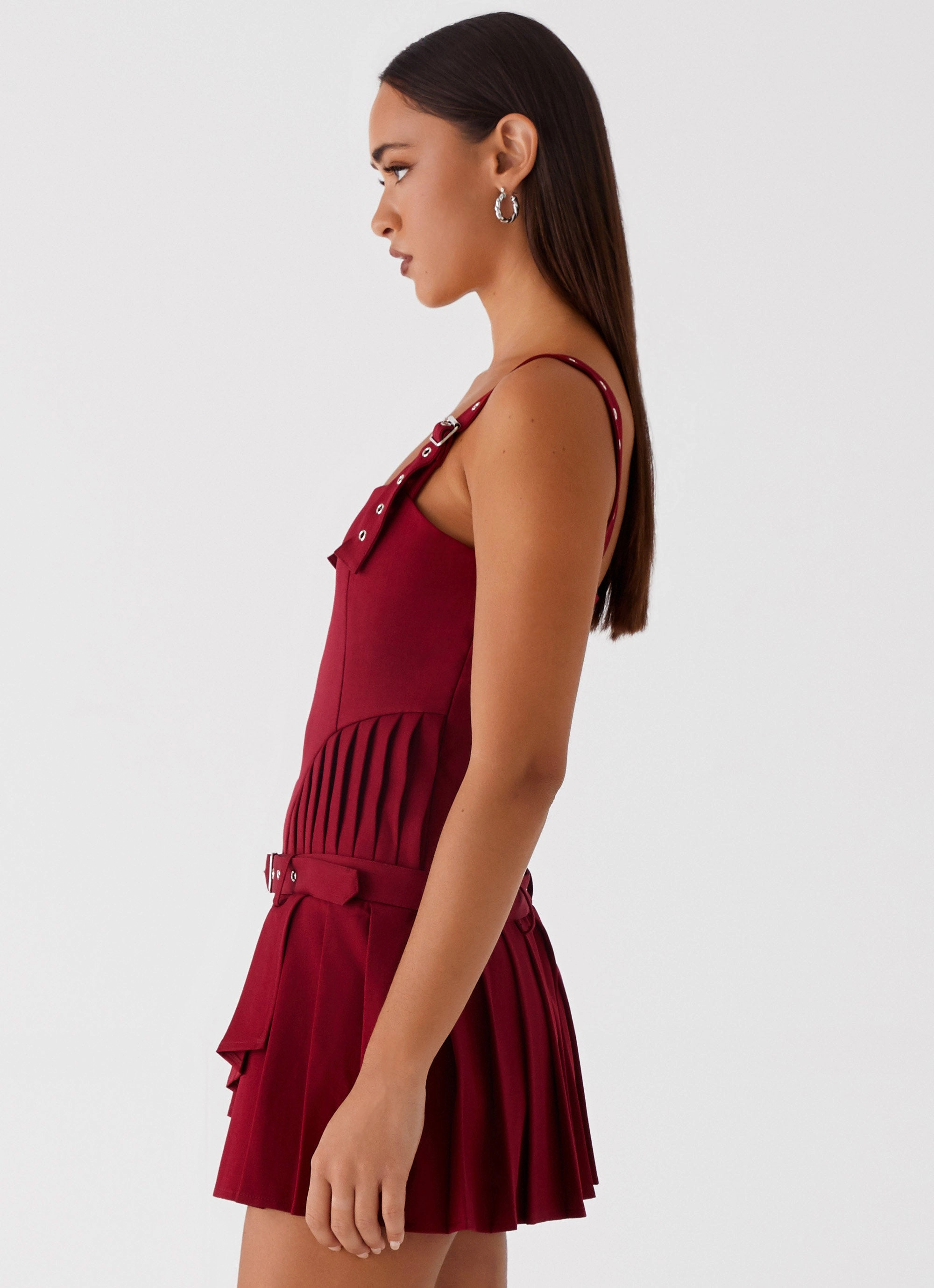 Uma Mini Dress - Cherry Red Light Drape