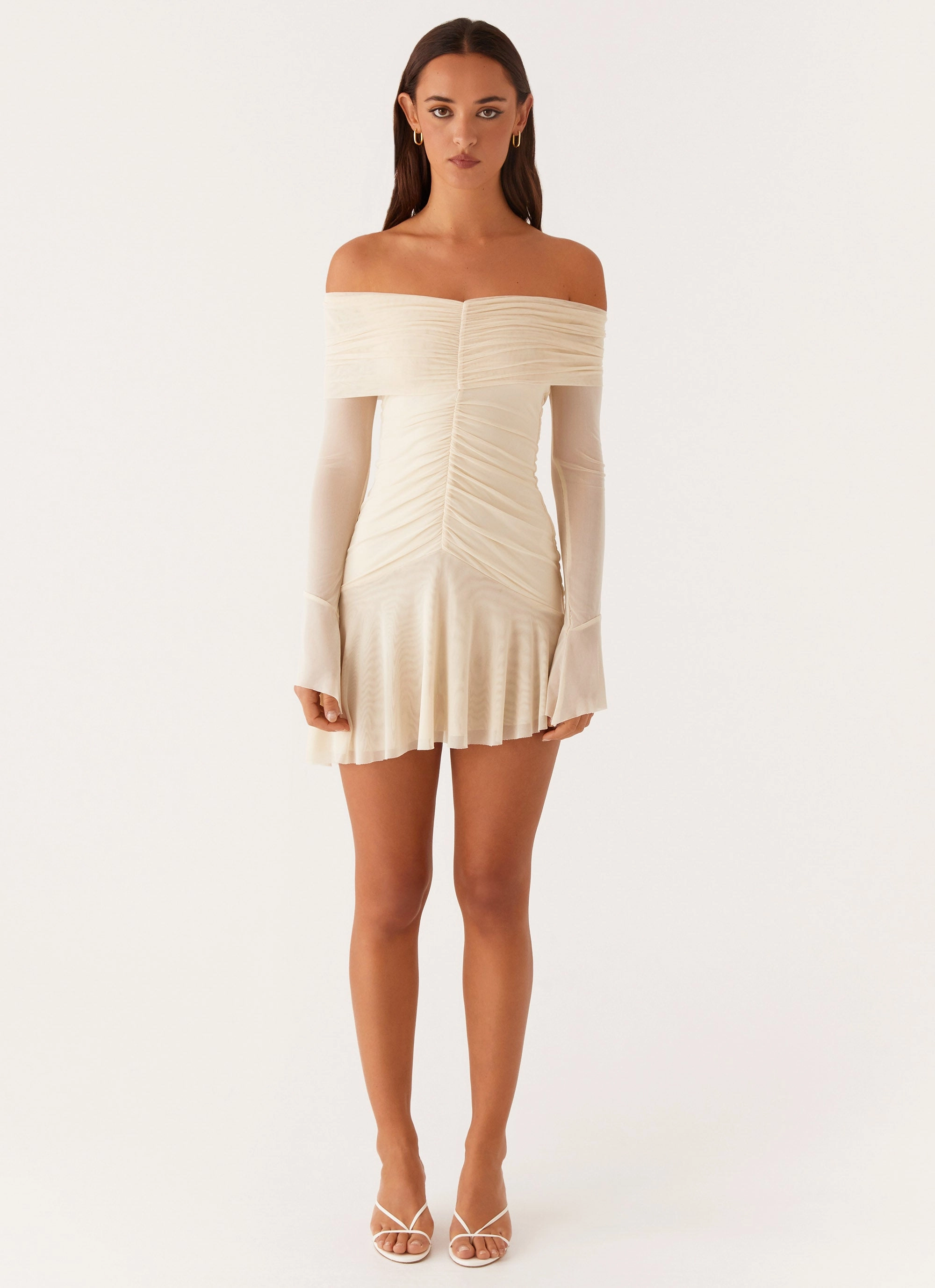 Ellis Ruched Mini Dress - Pastel Yellow Effortless Touch Chill Style
