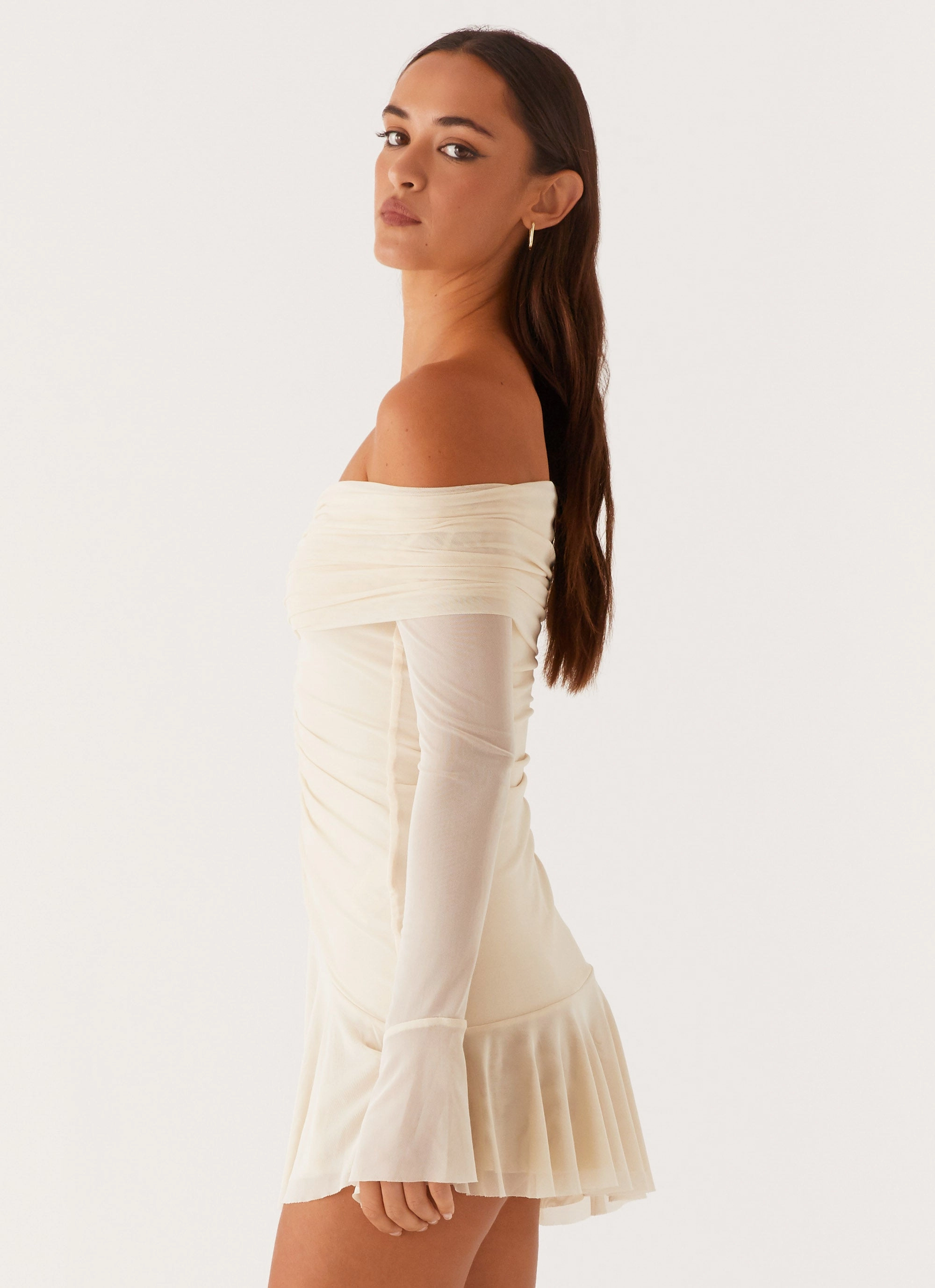 Art Inspired Ellis Ruched Mini Dress - Pastel Yellow