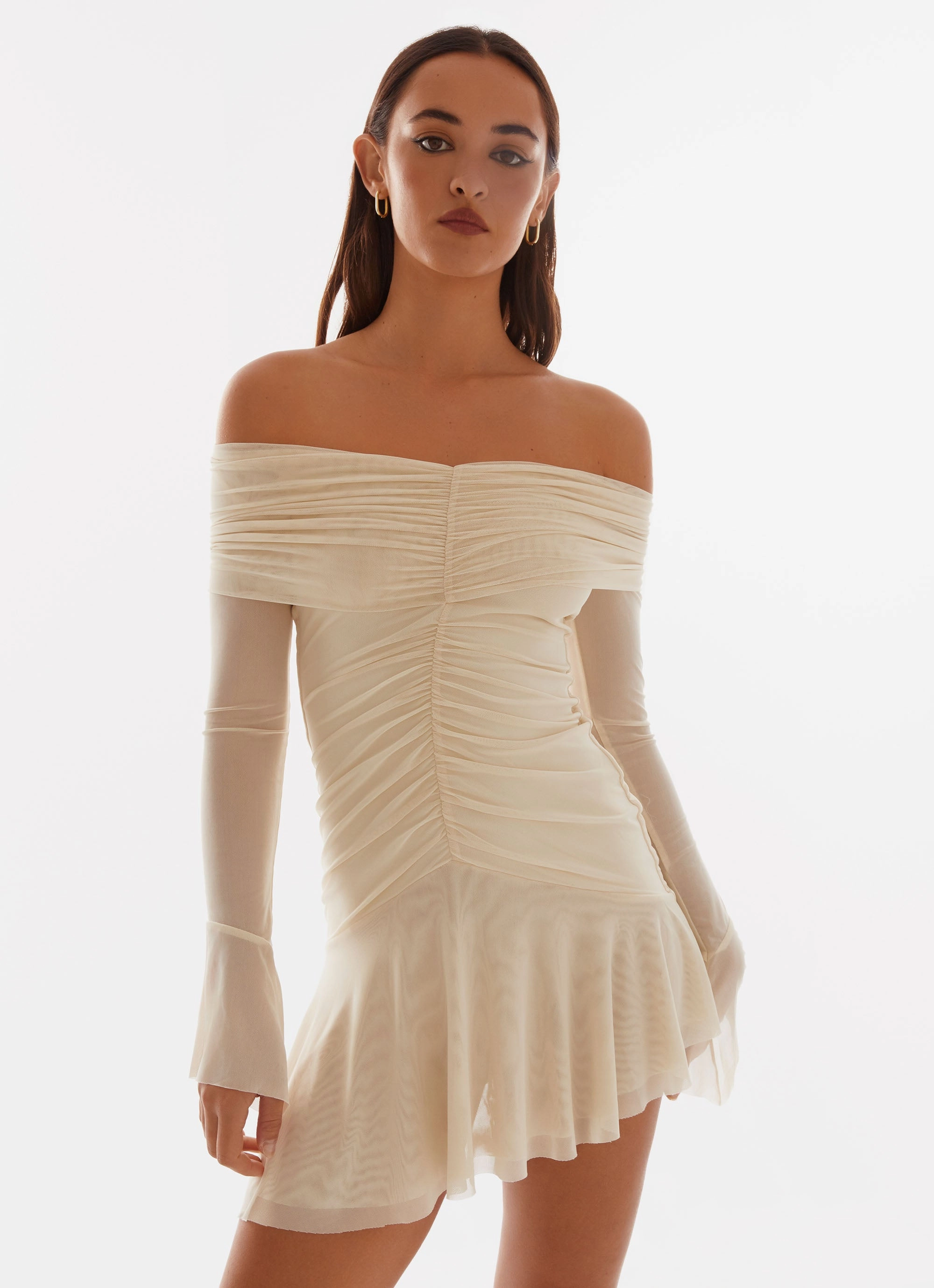 Ellis Ruched Mini Dress - Pastel Yellow Lounge Cut Bold colors