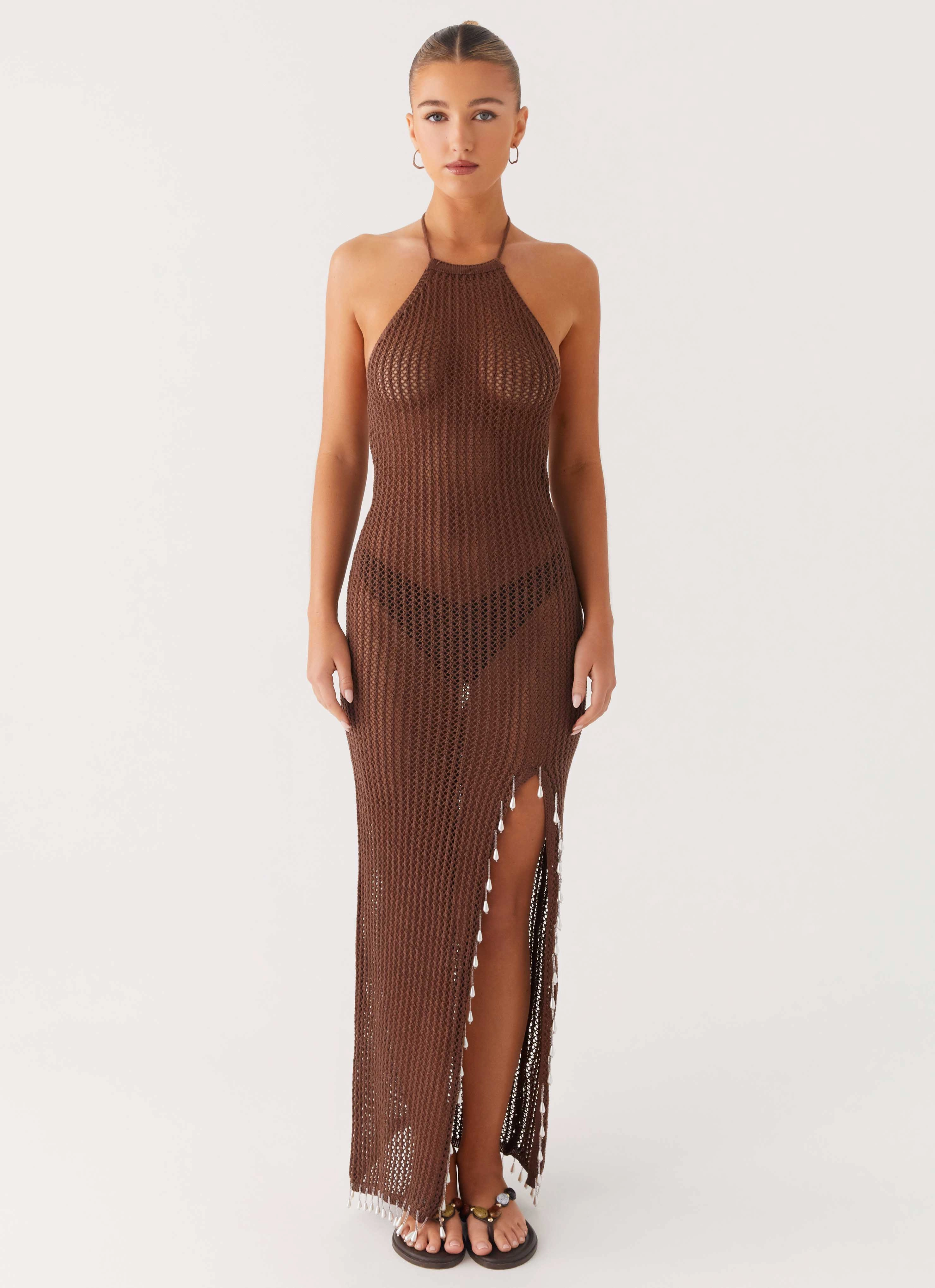 Bright Appeal Fennella Beaded Maxi Dress - Chocolate