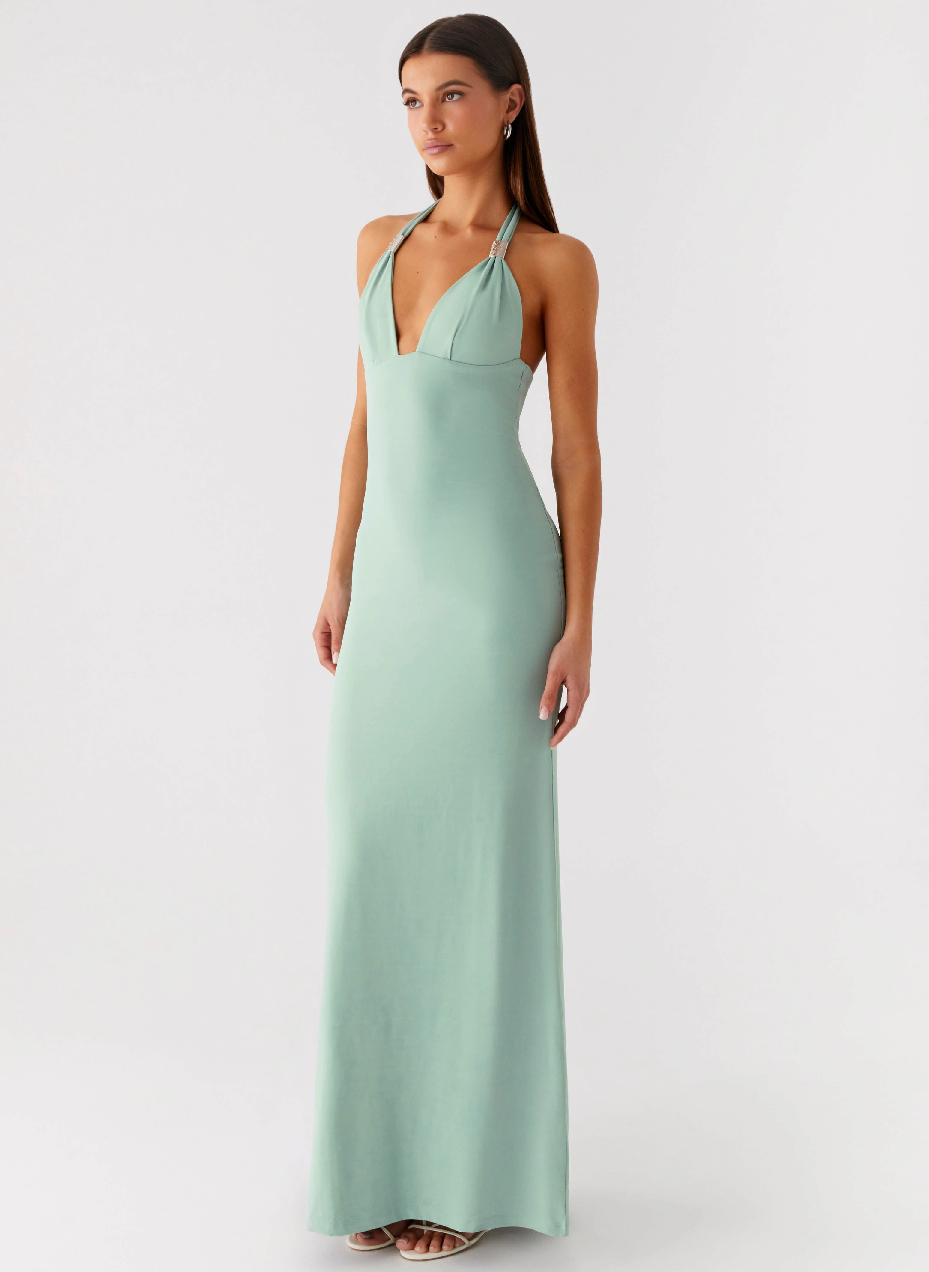 Fern Valley Maxi Dress - Sage Side Ruching