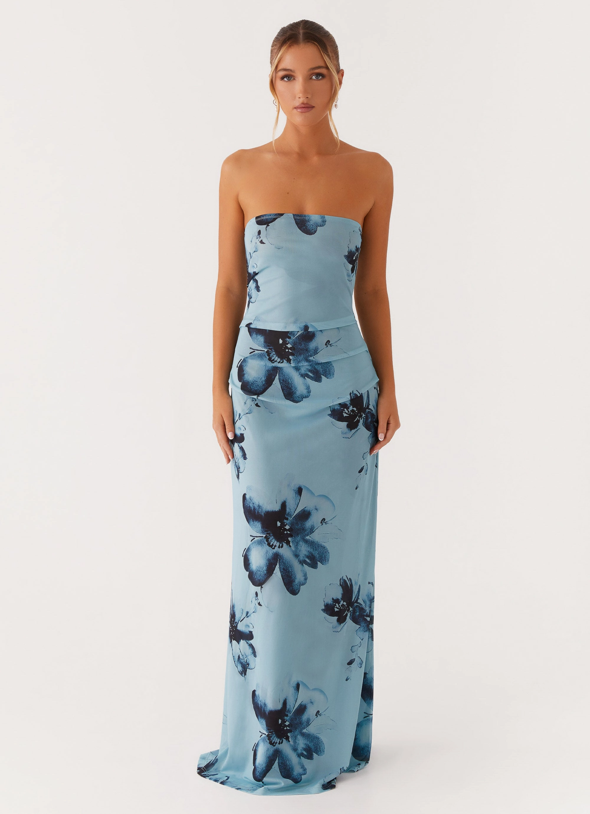 Low Key Field Of Dreams Maxi Dress - Blue Black Floral