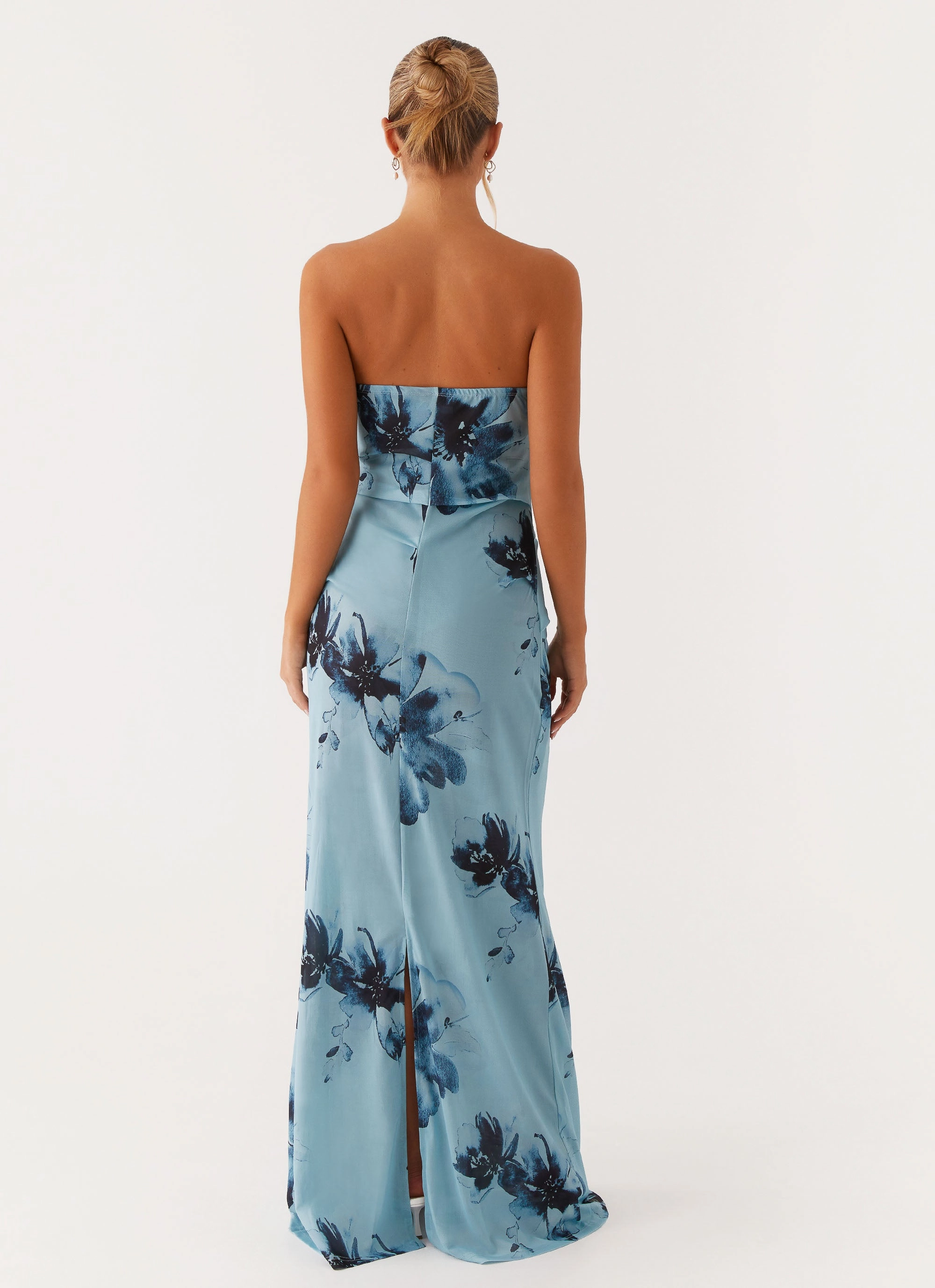 Light Sheen Field Of Dreams Maxi Dress - Blue Black Floral