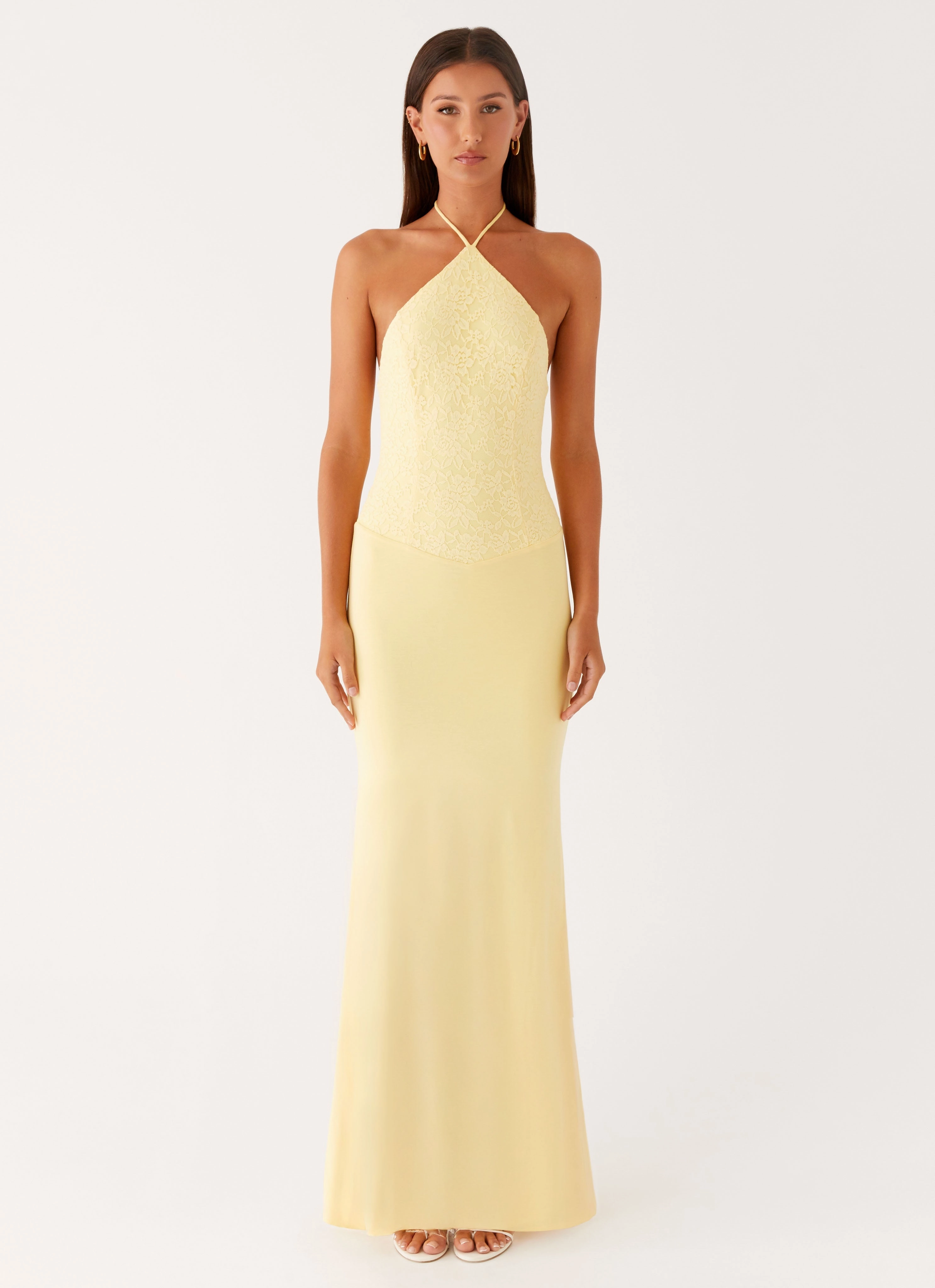 Fiesta Halter Maxi Dress - Sunny Yellow Sophisticated Line