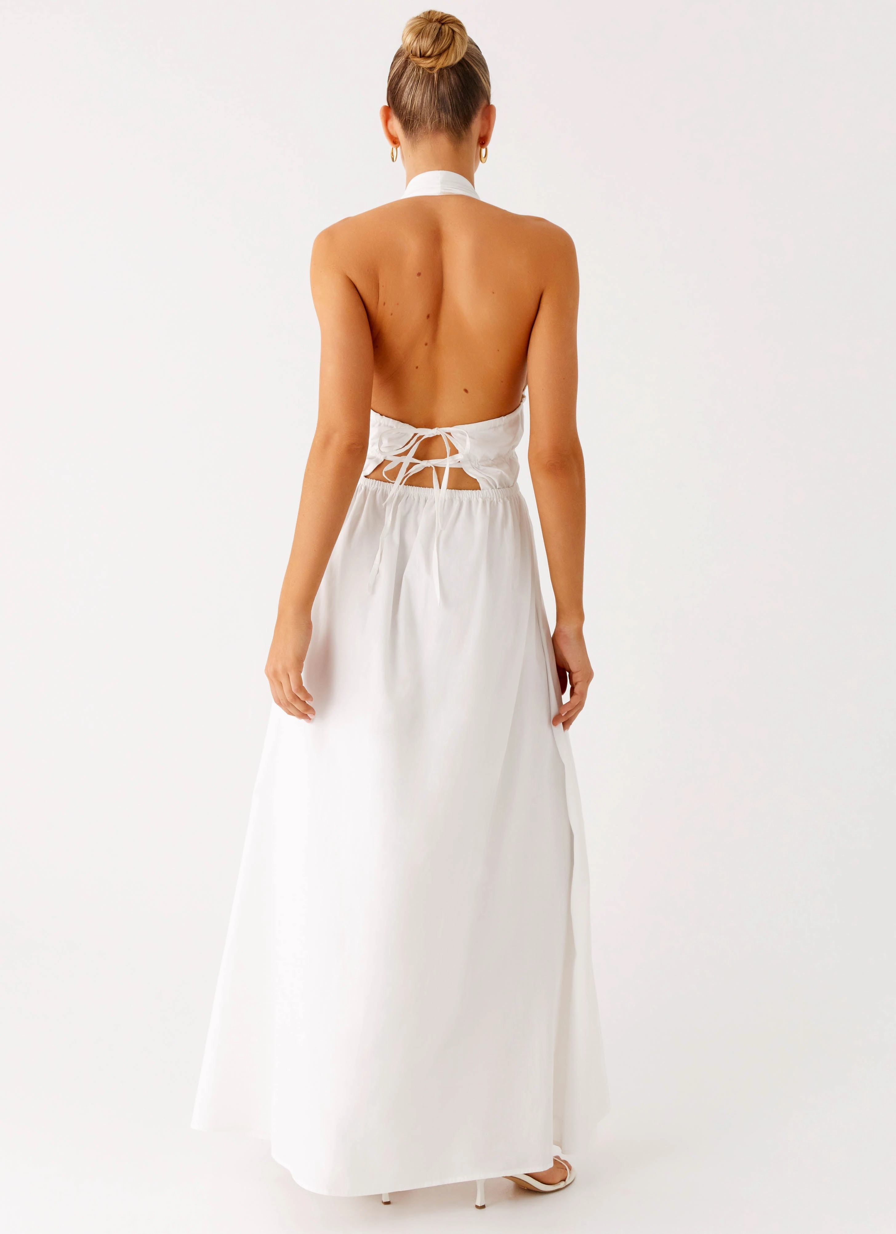 Figaro Halter Maxi Dress - White Tall Girl WideCollarDesign