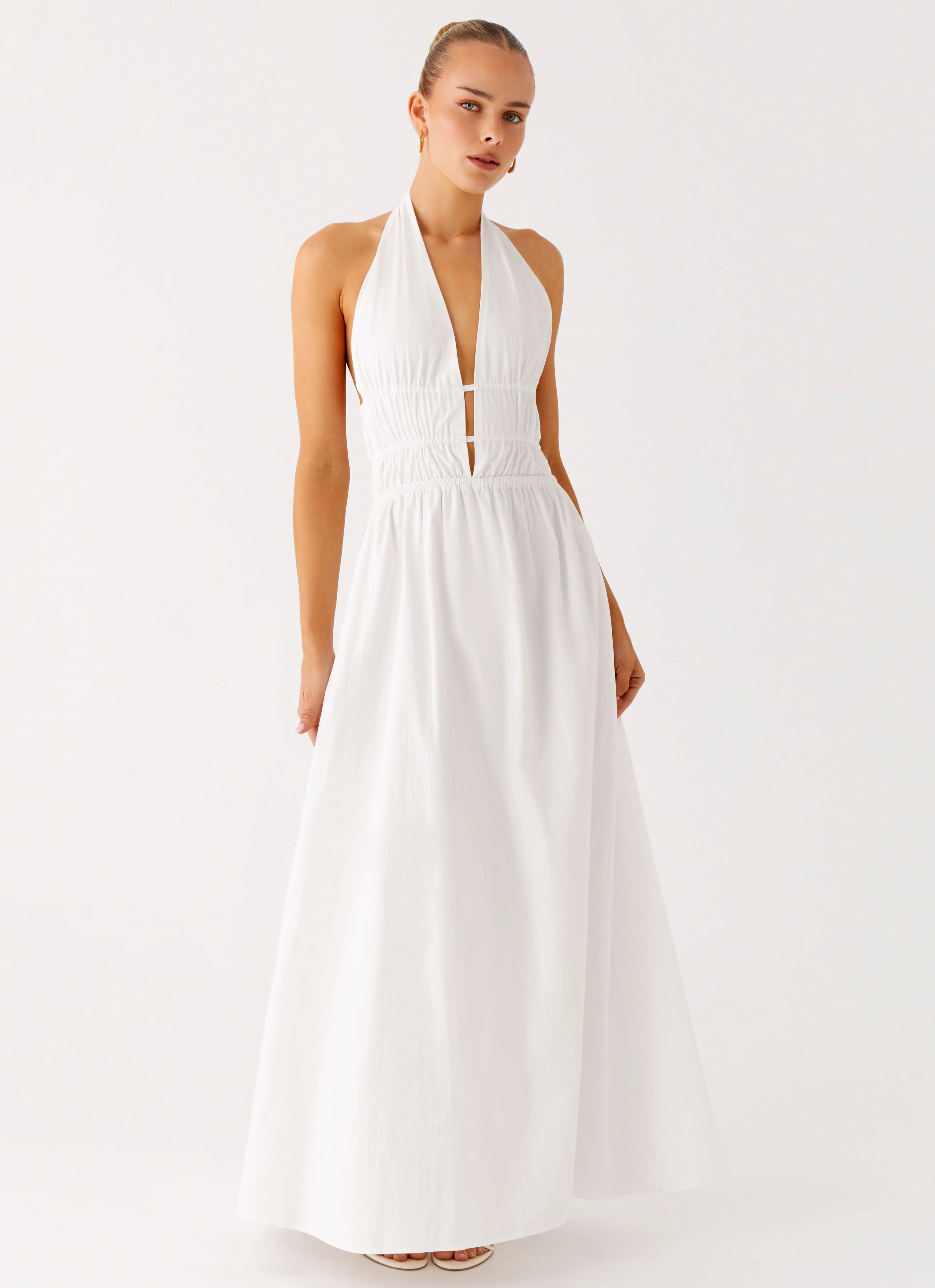 Figaro Halter Maxi Dress - White Summer Mood