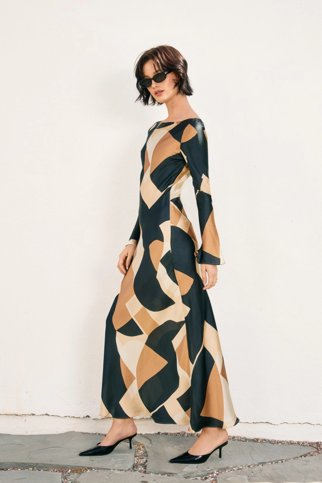 First Class Boat Neck Maxi Dress High Waist