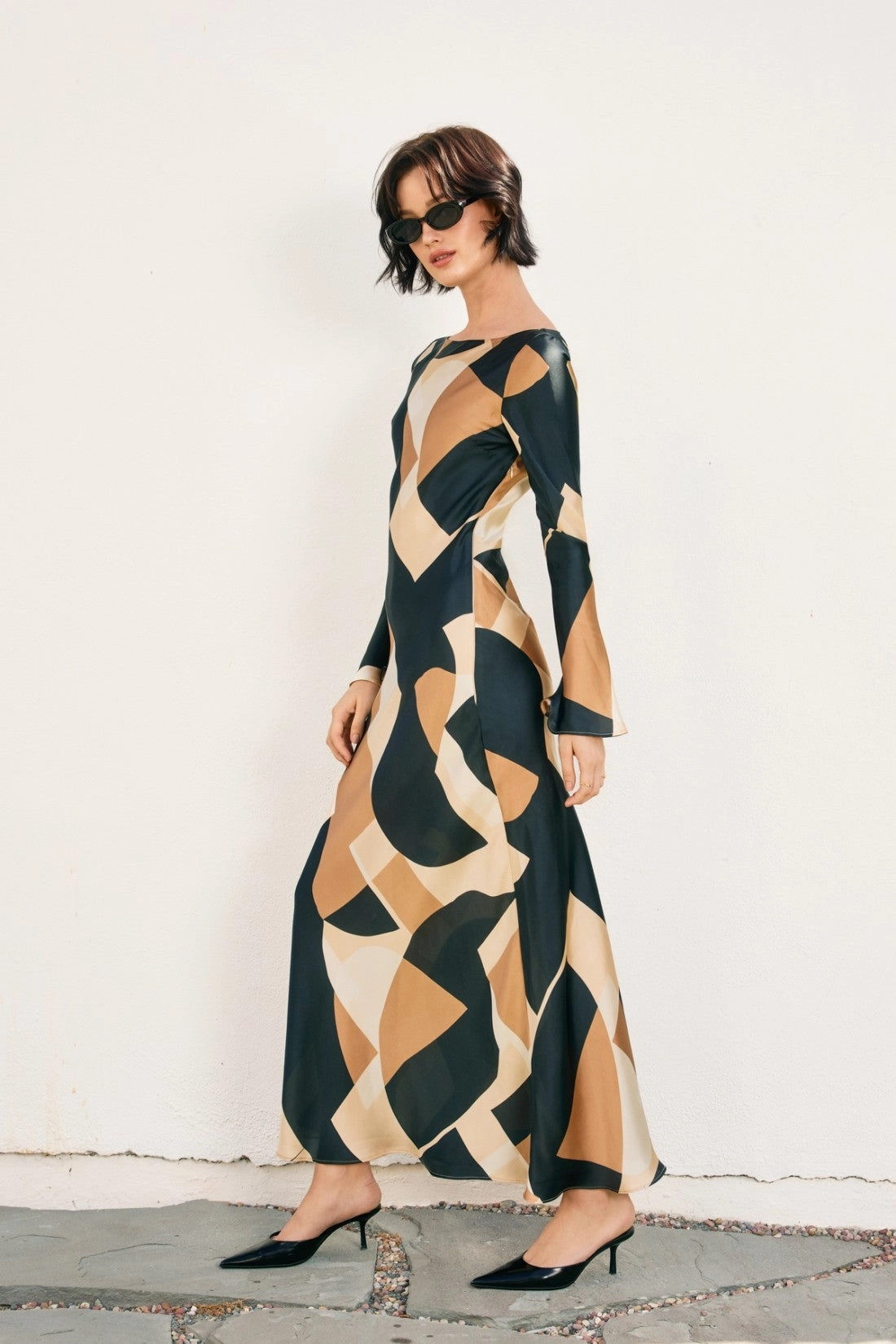 Easy Look Silk Air First Class Boat Neck Maxi Dress