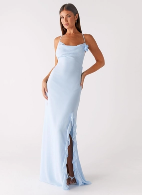 First Class Maxi Dress - Blue Linen Love
