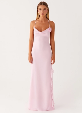 First Class Maxi Dress - Pink Silky Shape